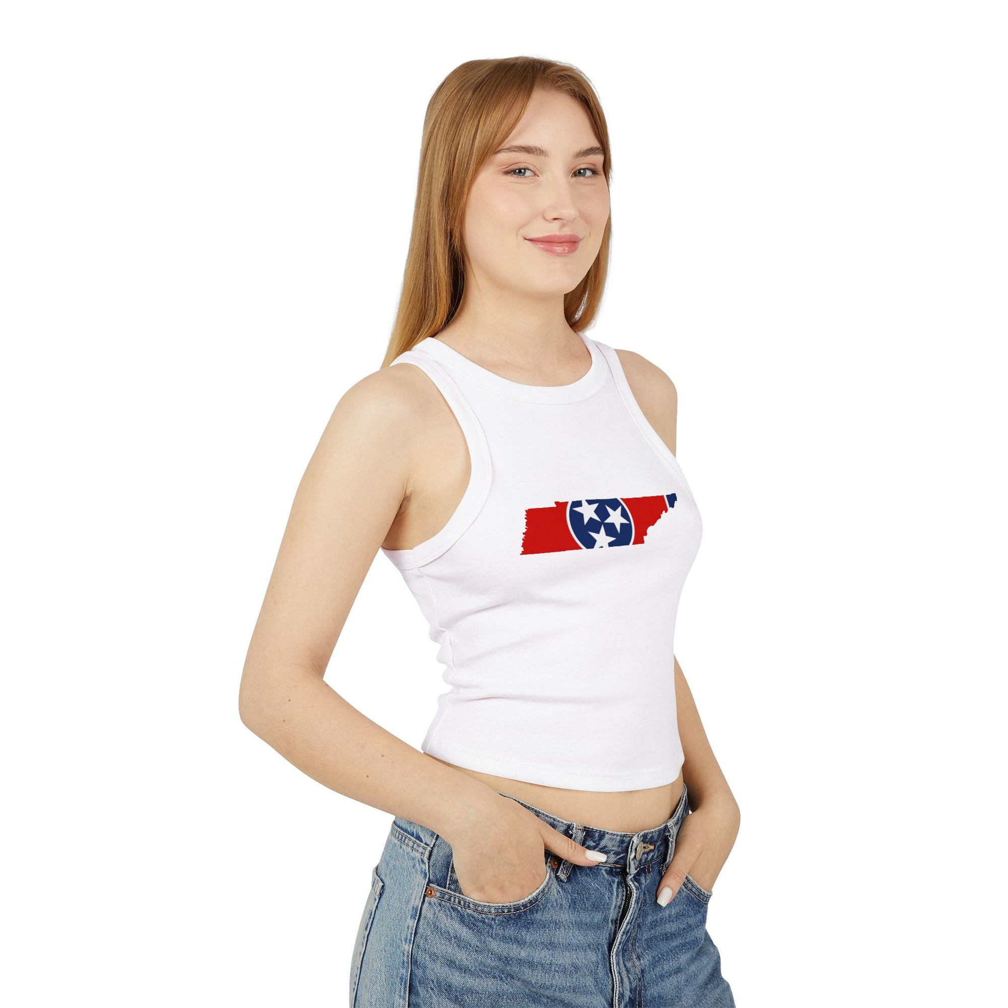 Tennessee Flag Cropped White Tank Top