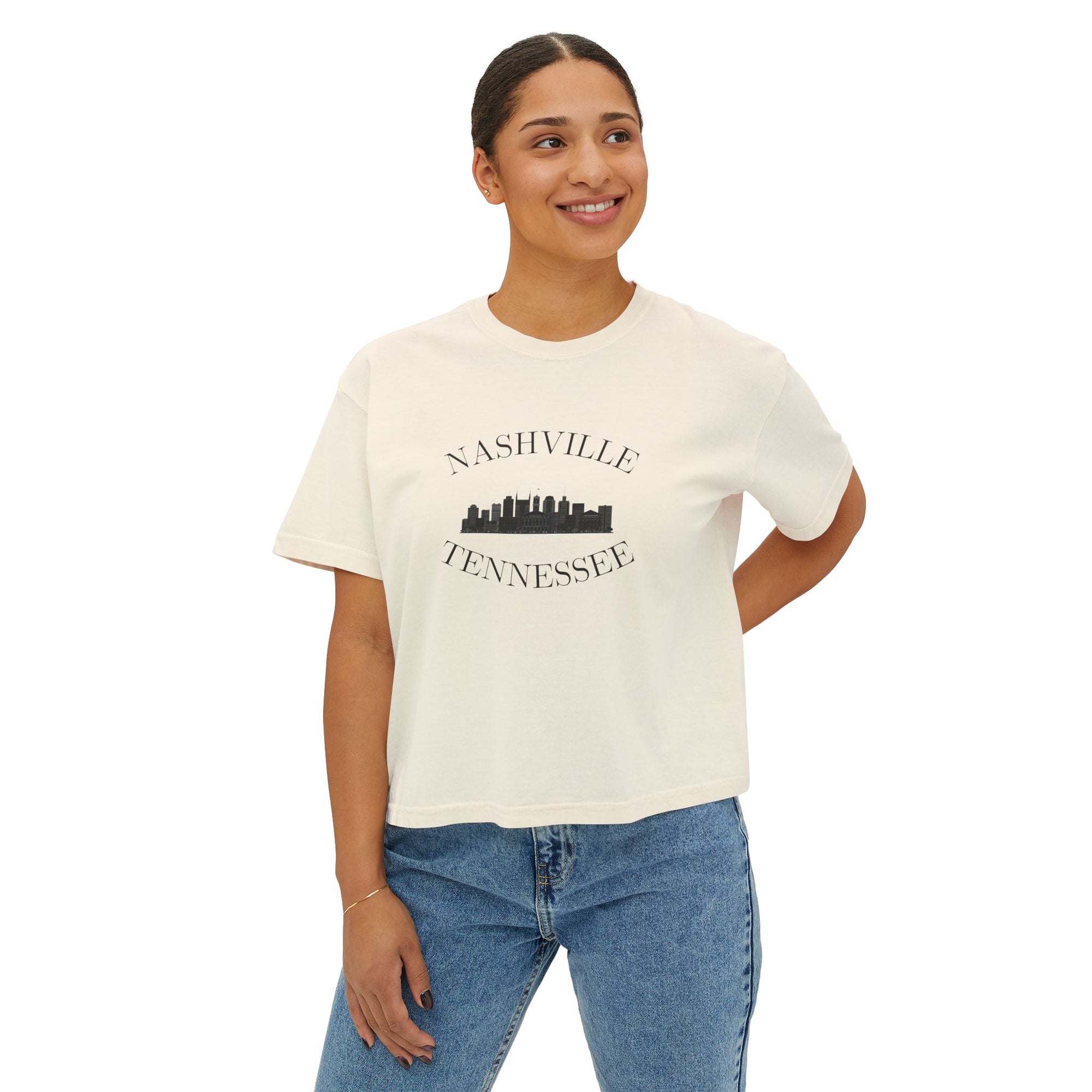 Nashville Skyline Women's Cropped Ivory T Shirt