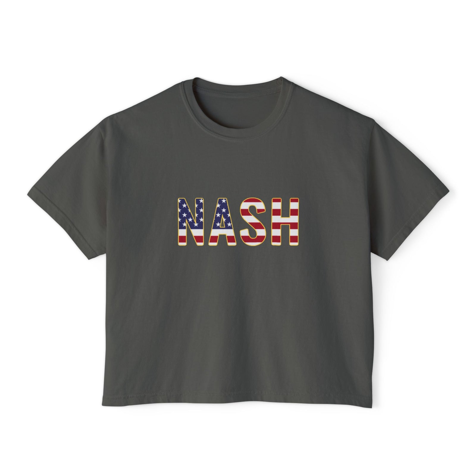 Nash American Flag Cropped Gray T Shirt