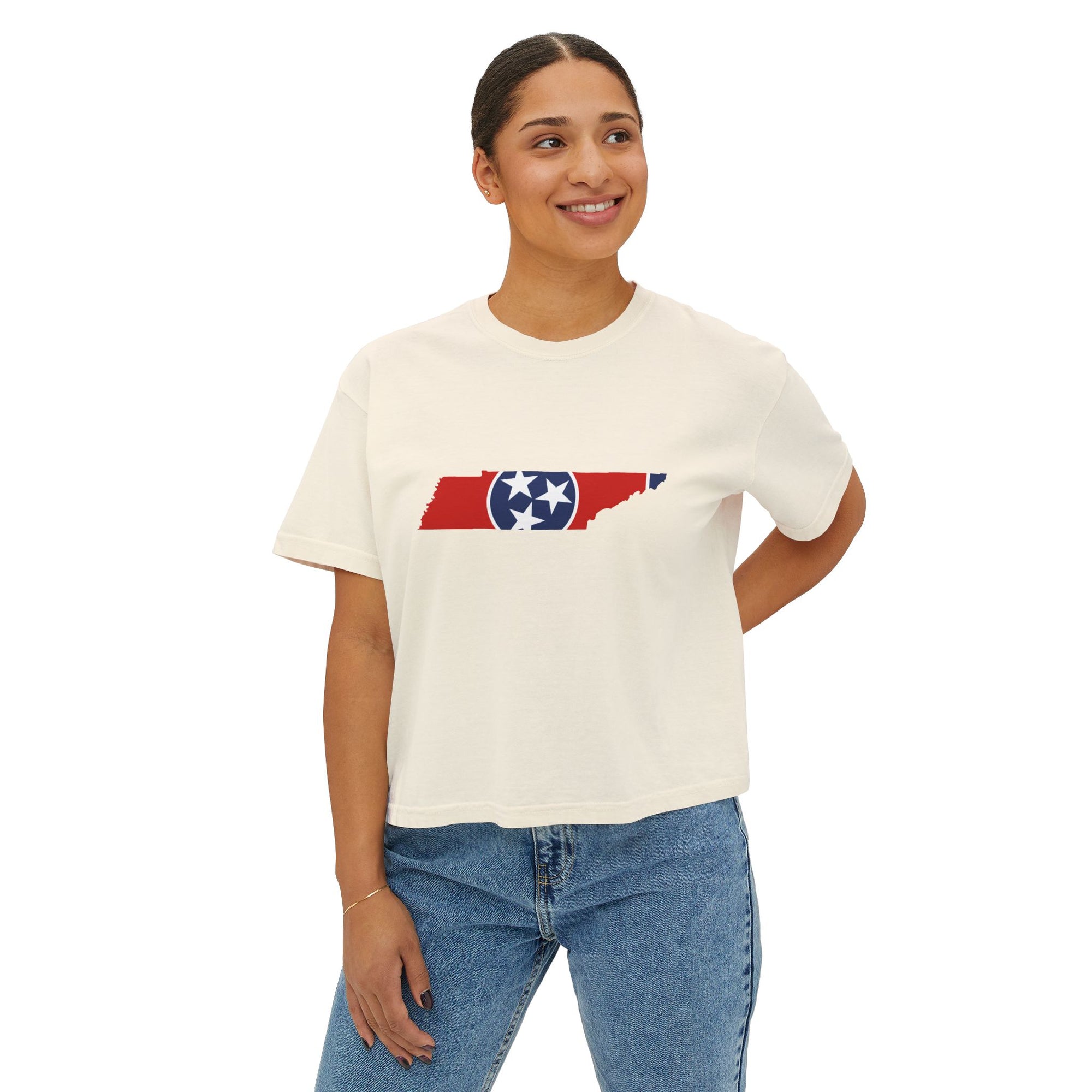 Cropped Tennessee Flag Ivory T Shirt