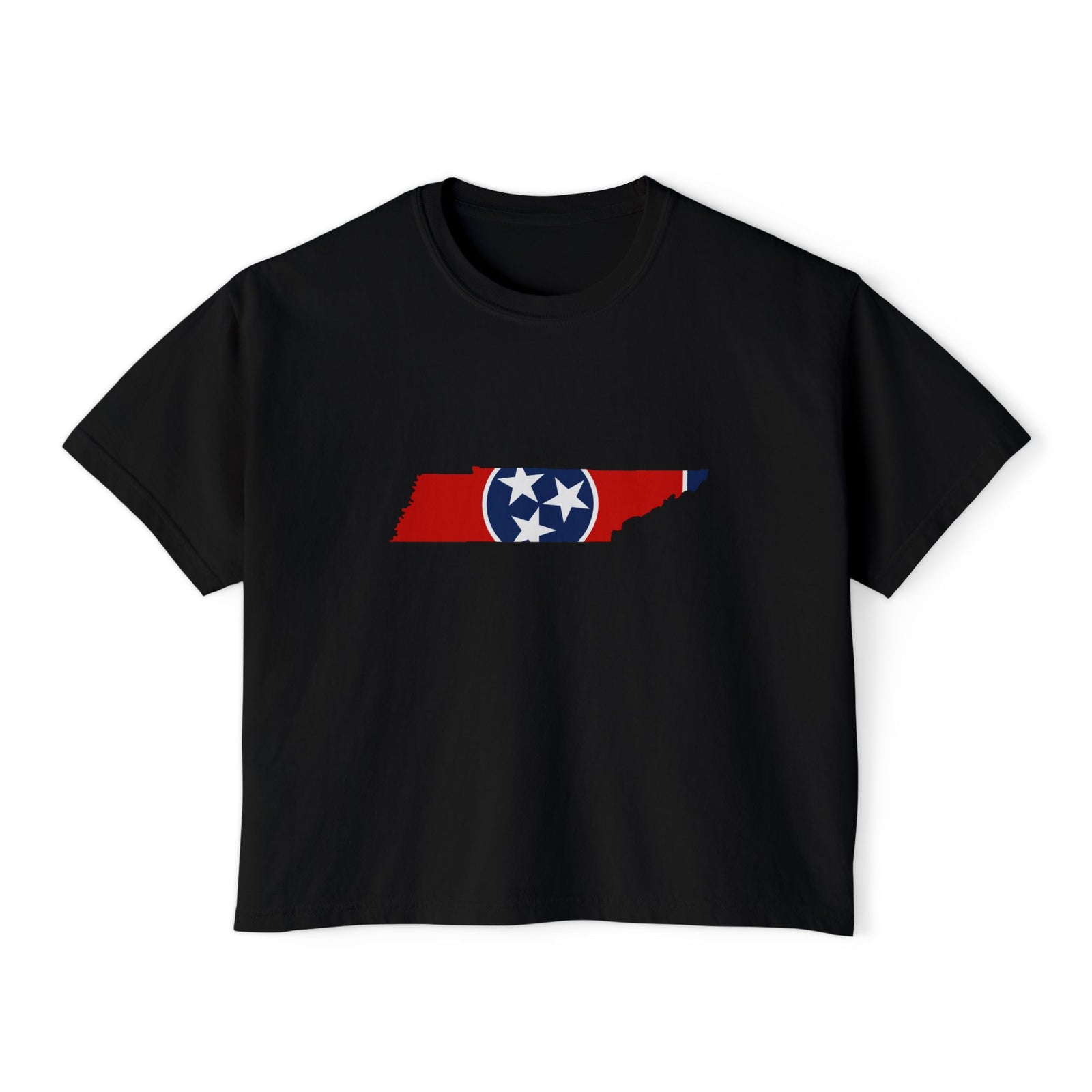 Cropped Tennessee Flag Black T Shirt