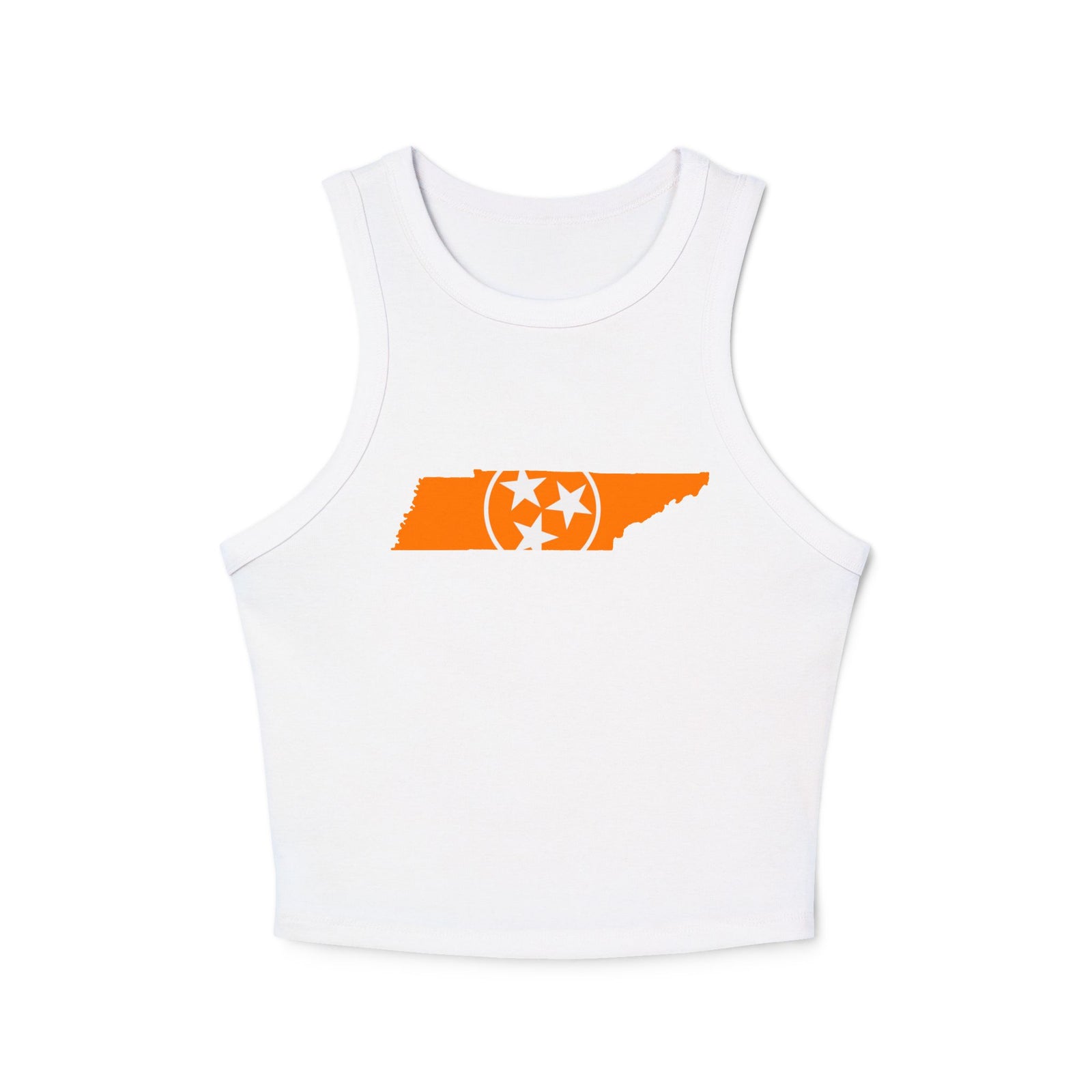 Orange Tennessee Flag Cropped White Tank Top