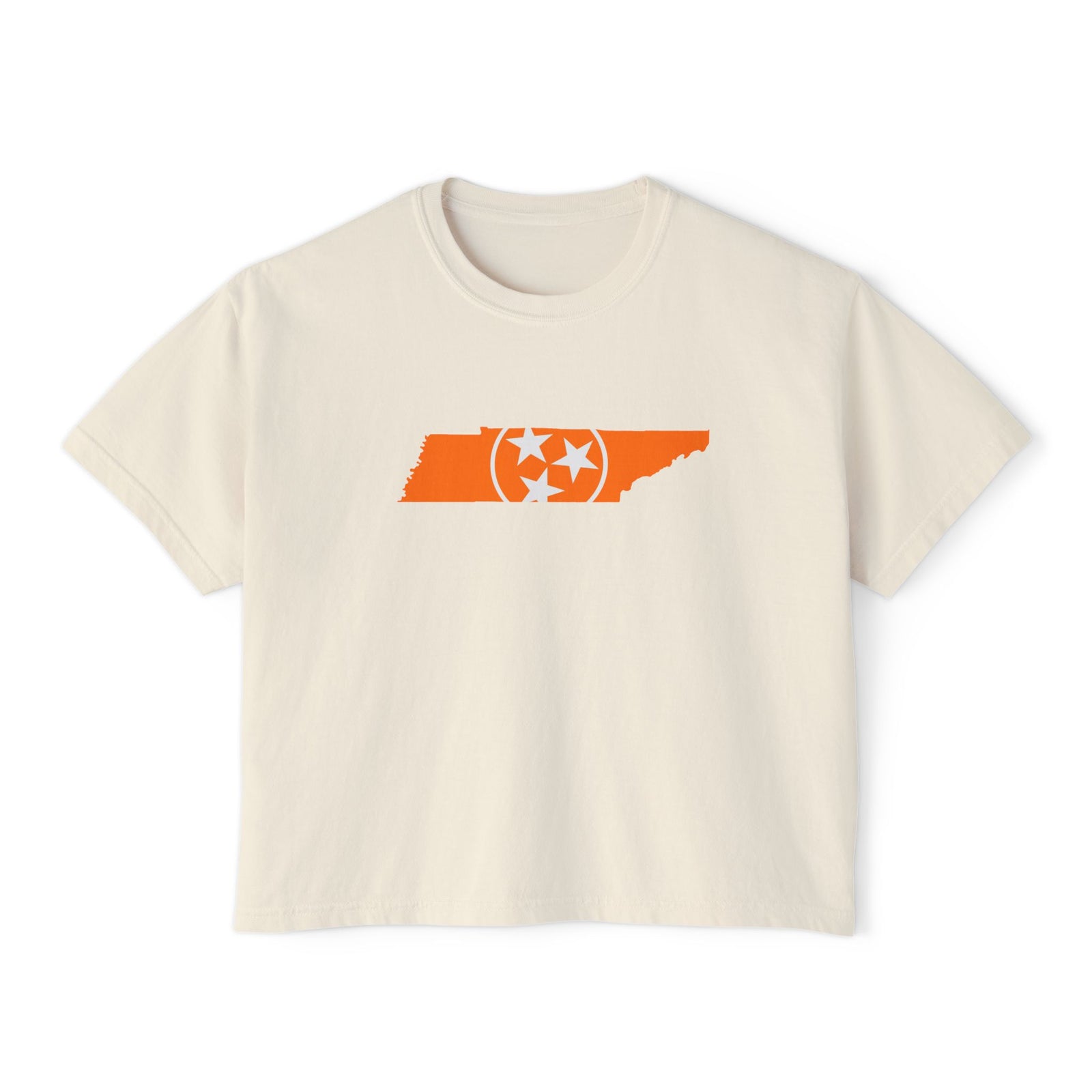 Orange Tennessee Flag Cropped Ivory T Shirt