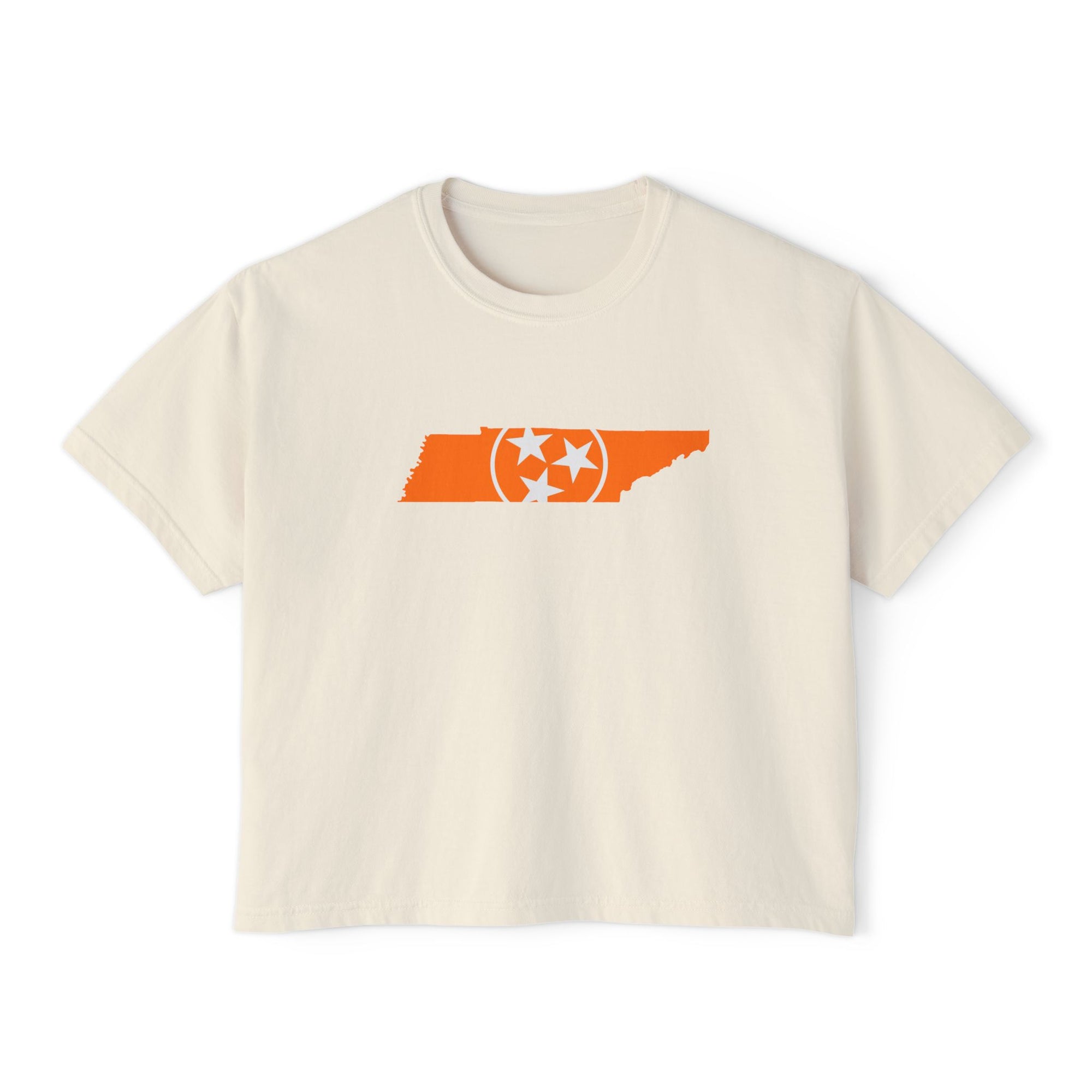Orange Tennessee Flag Cropped Ivory T Shirt