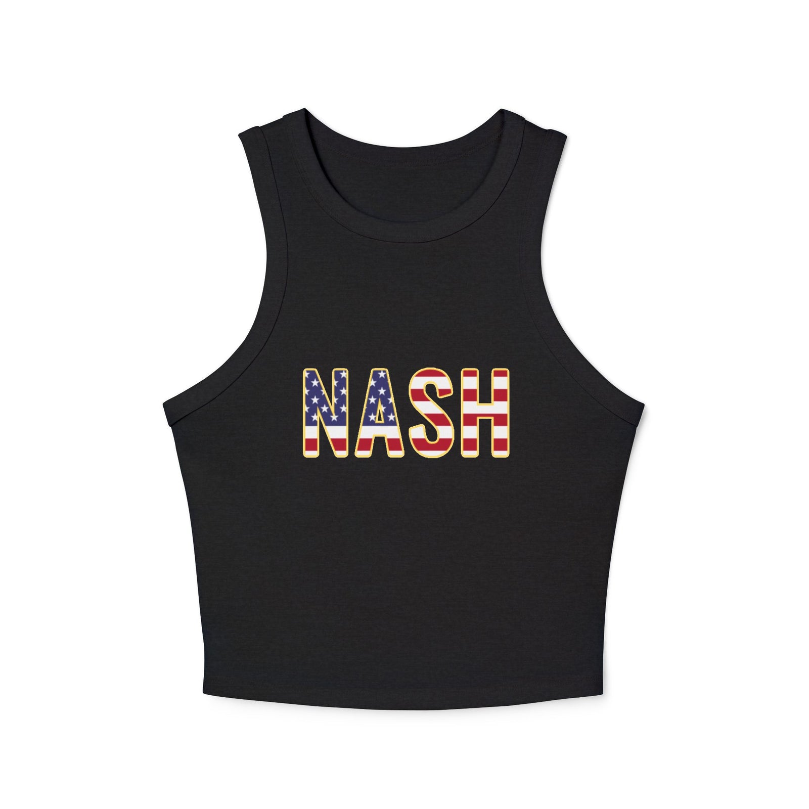 Nash American Flag Cropped Black Tank Top