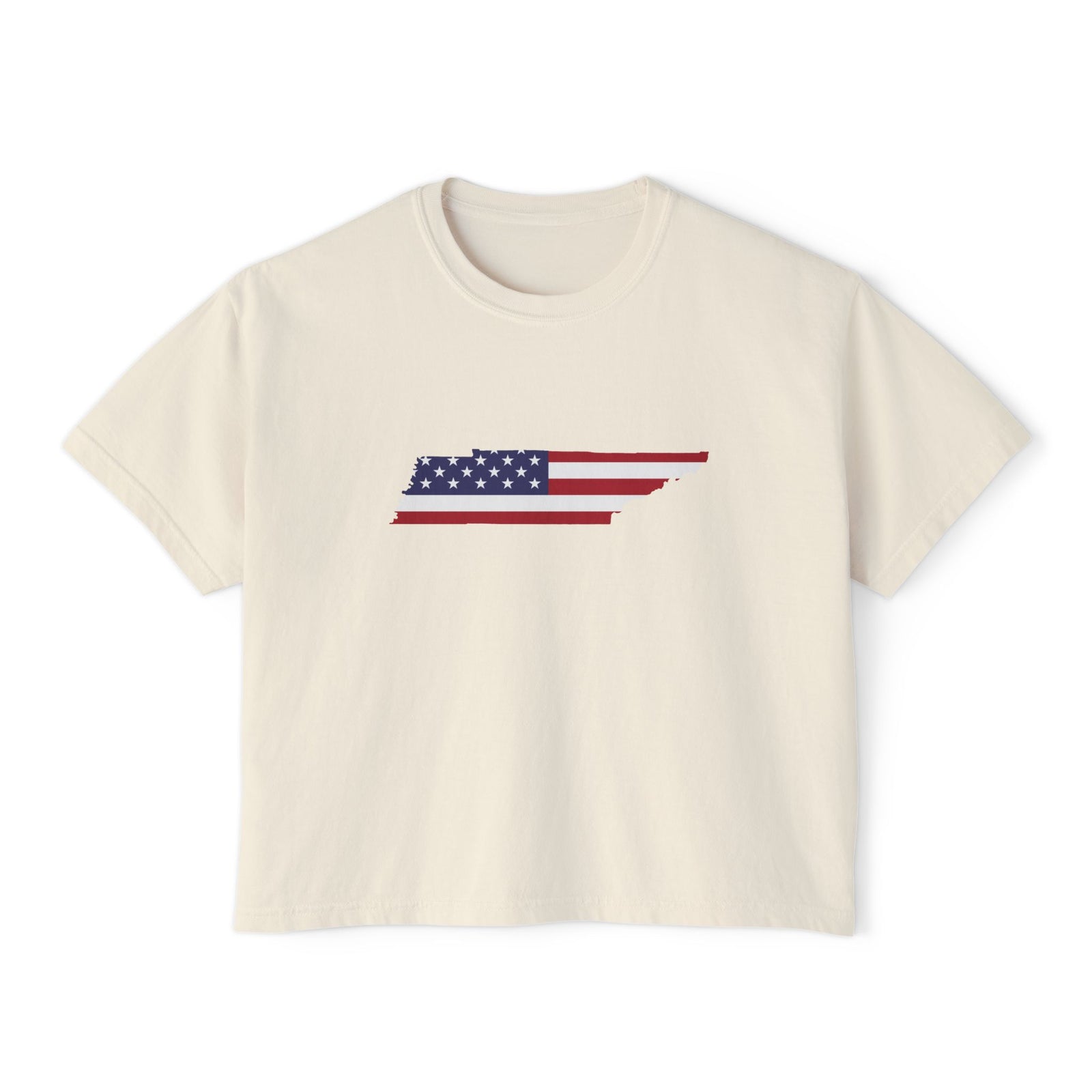 Cropped Tennessee American Flag Ivory T Shirt
