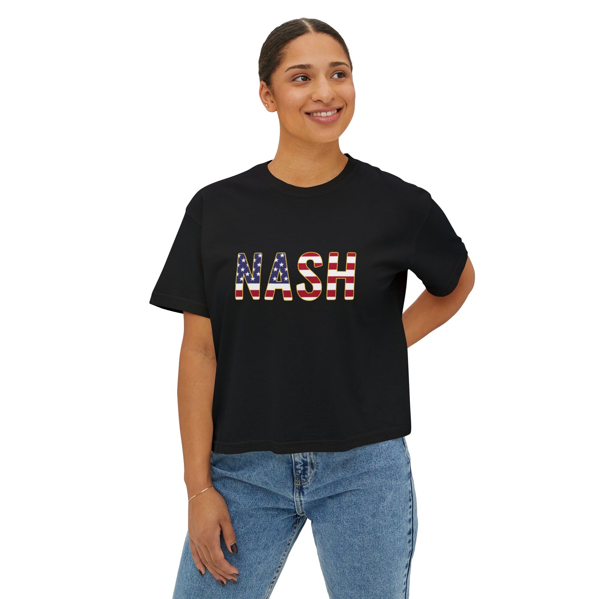 Nash American Flag Cropped Black T Shirt