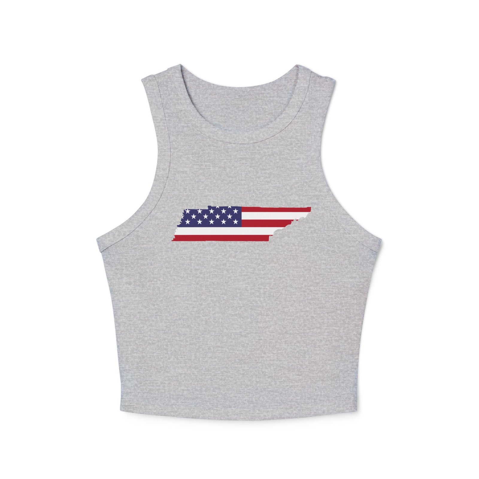 Tennessee Flag Stars and Stripes Cropped Gray Tank Top
