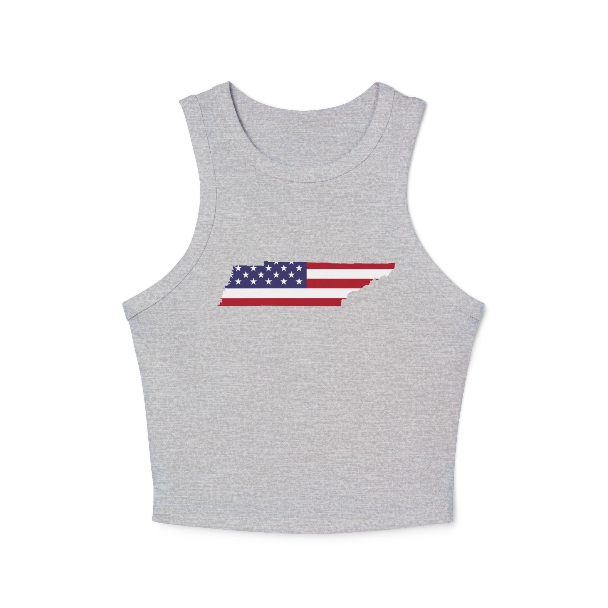 Tennessee Flag Stars and Stripes Cropped Gray Tank Top