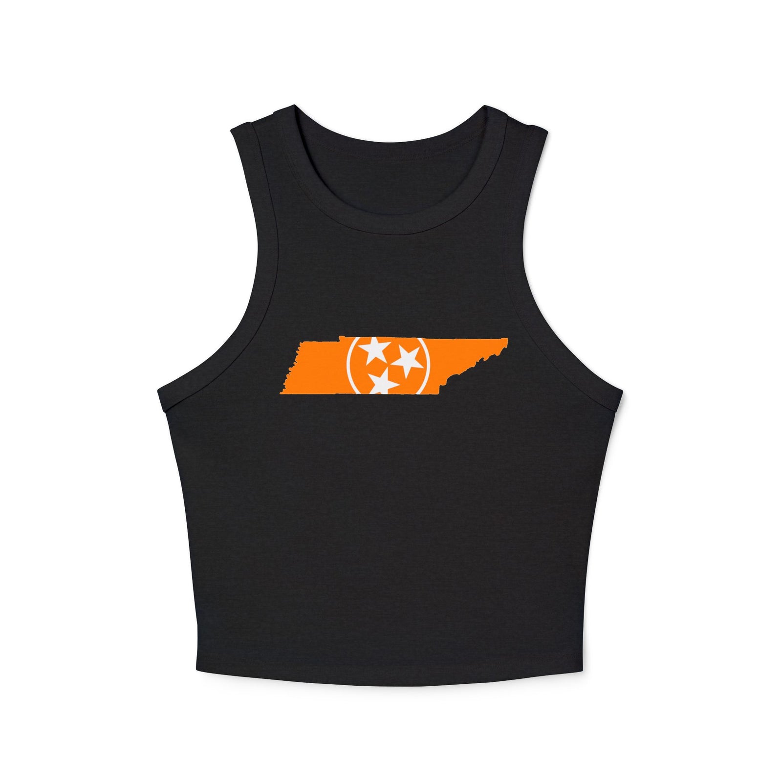 Orange Tennessee Flag Cropped Black Tank Top