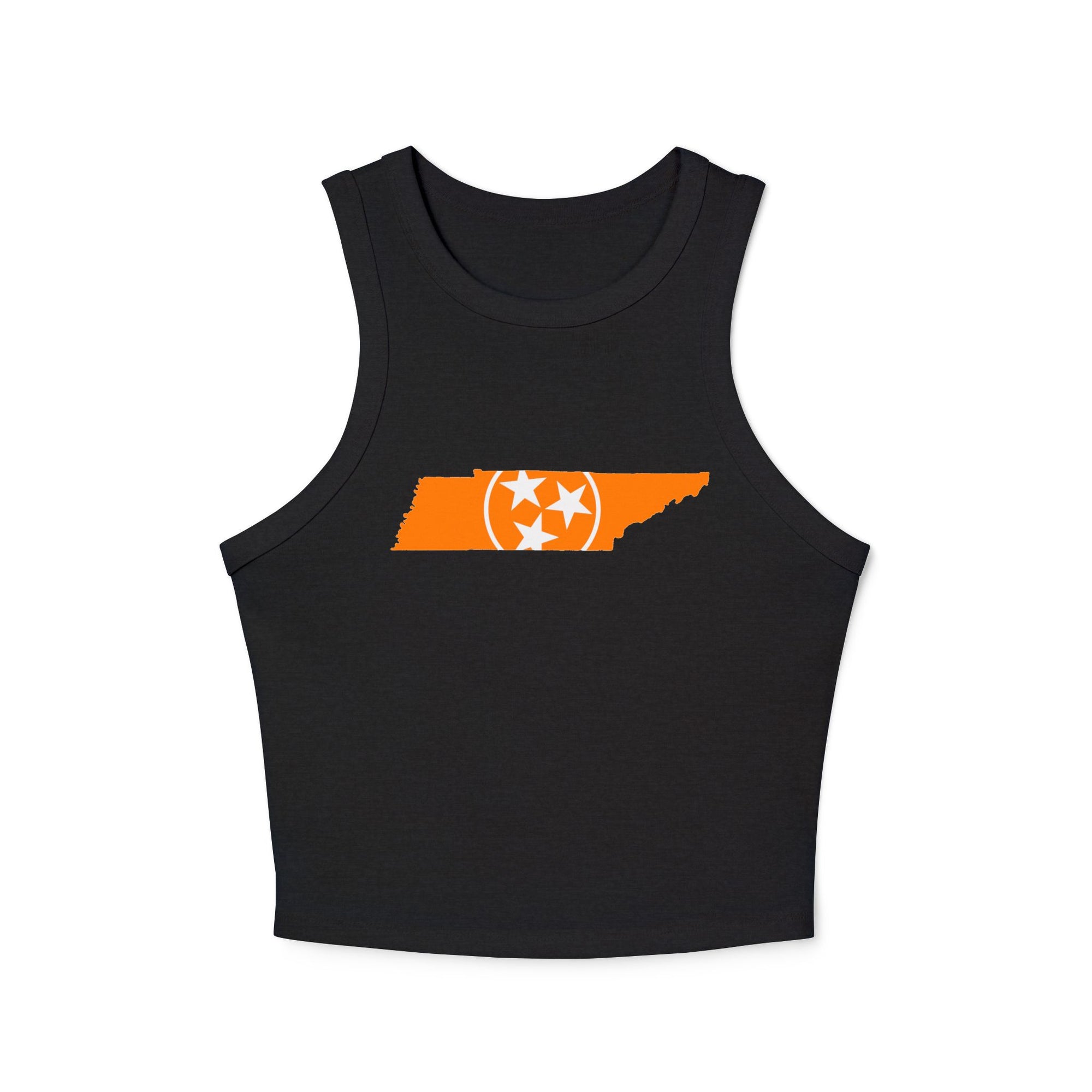 Orange Tennessee Flag Cropped Black Tank Top