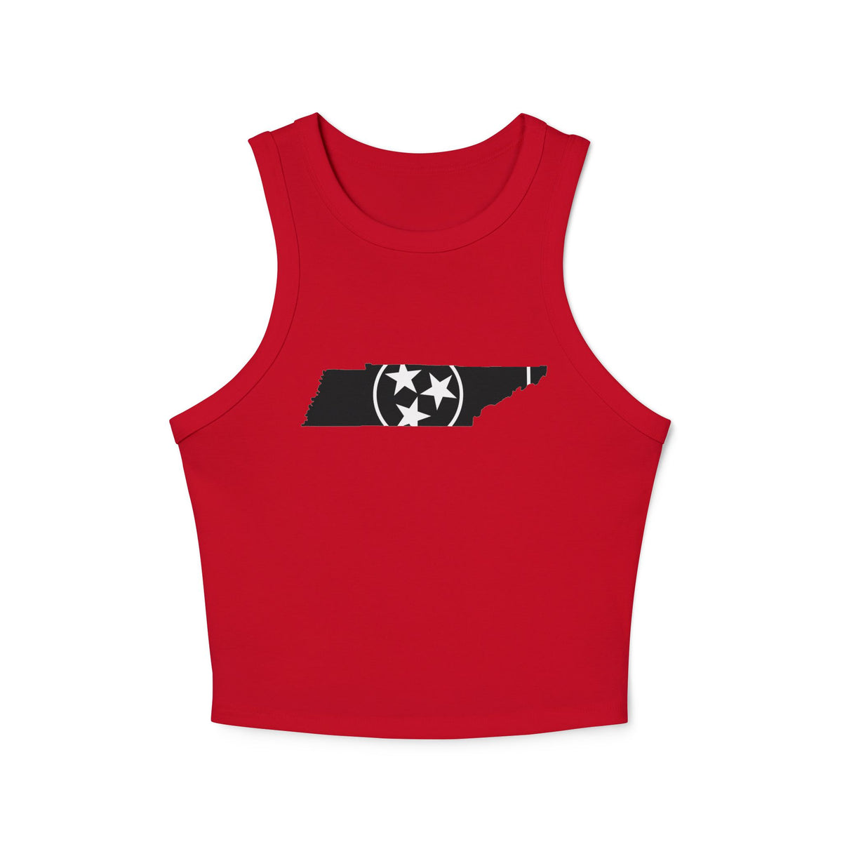 Black and White Tennessee Flag Cropped Red Tank Top