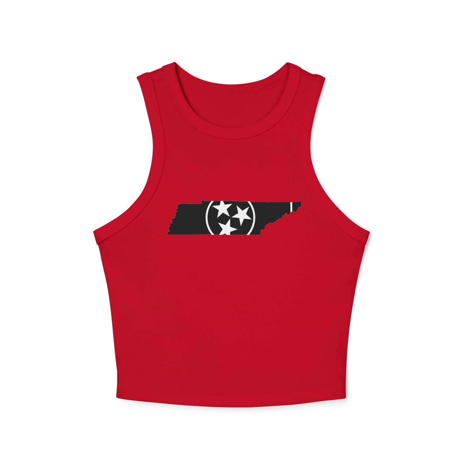Black and White Tennessee Flag Cropped Red Tank Top