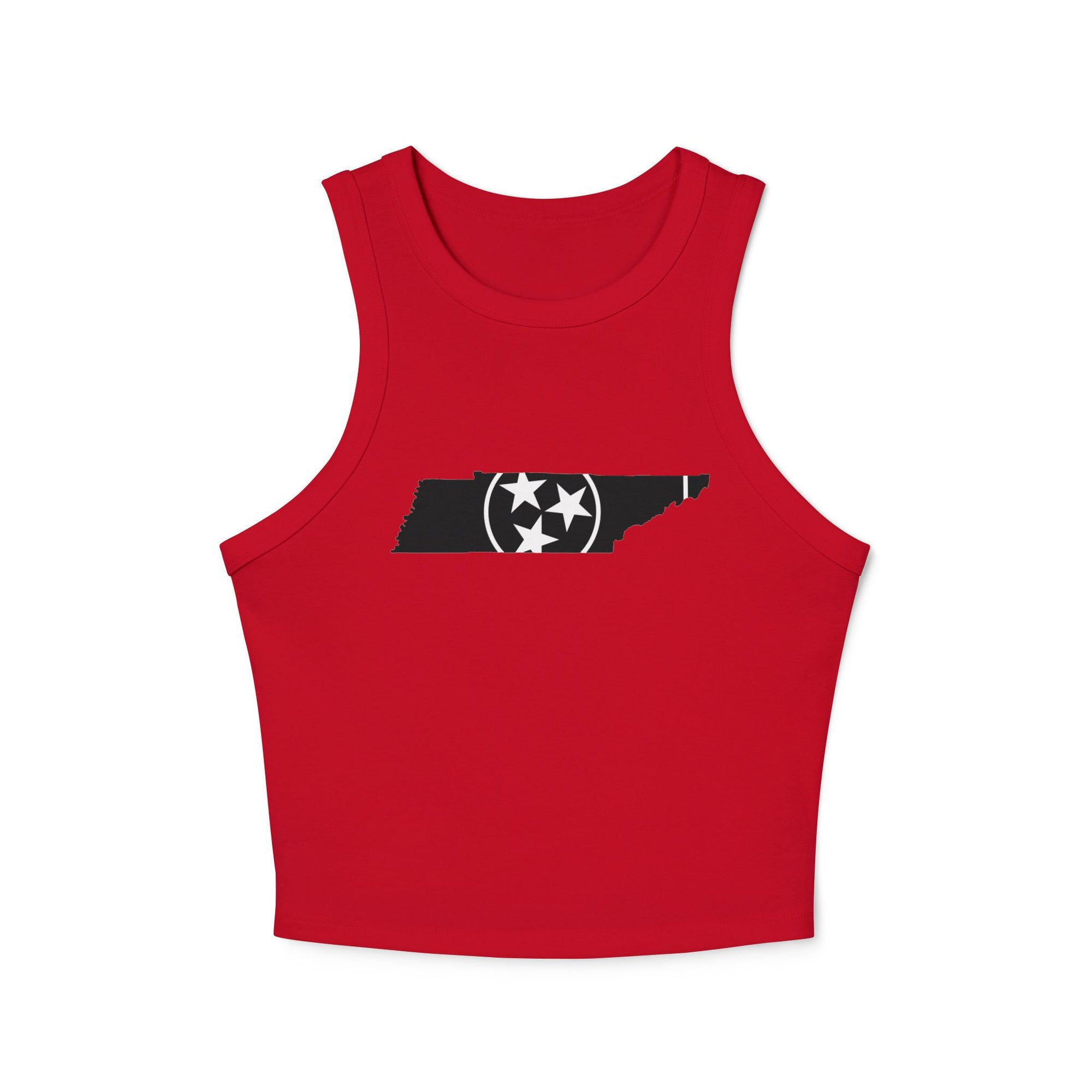 Black and White Tennessee Flag Cropped Red Tank Top