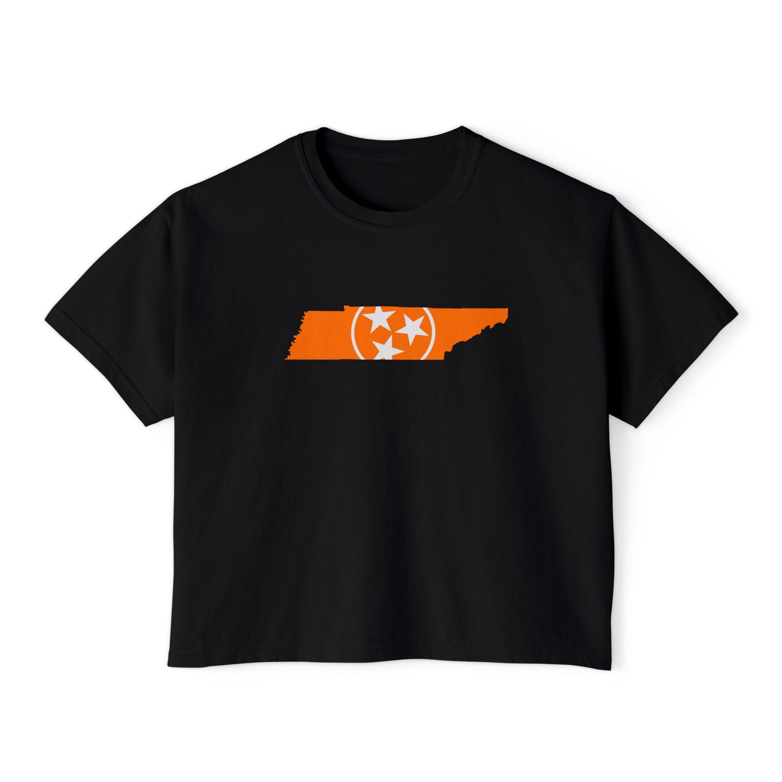 Orange Tennessee Flag Cropped Black T Shirt