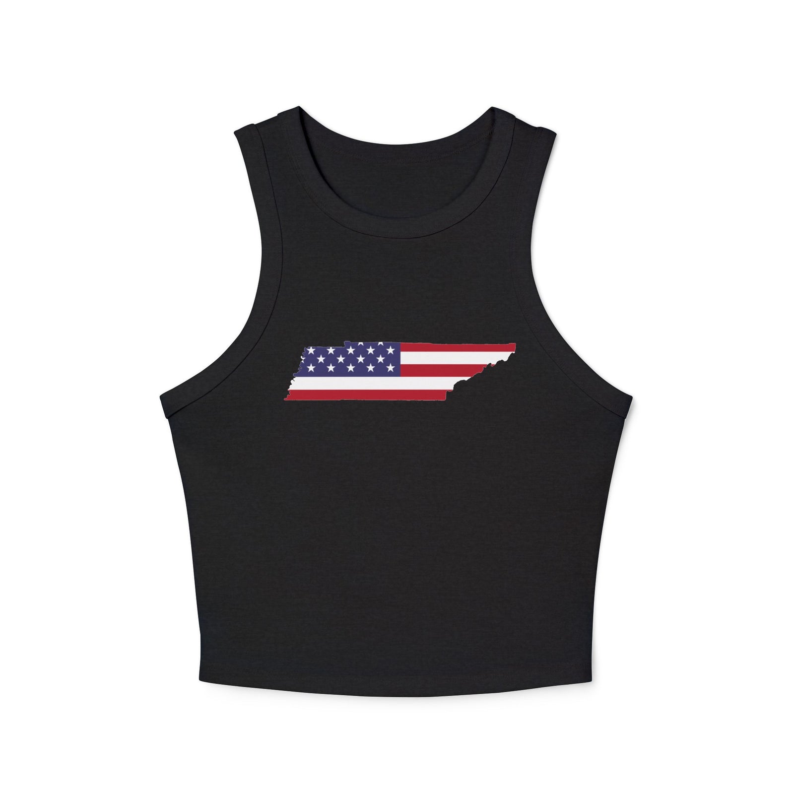 Tennessee Flag Stars and Stripes Cropped Black Tank Top