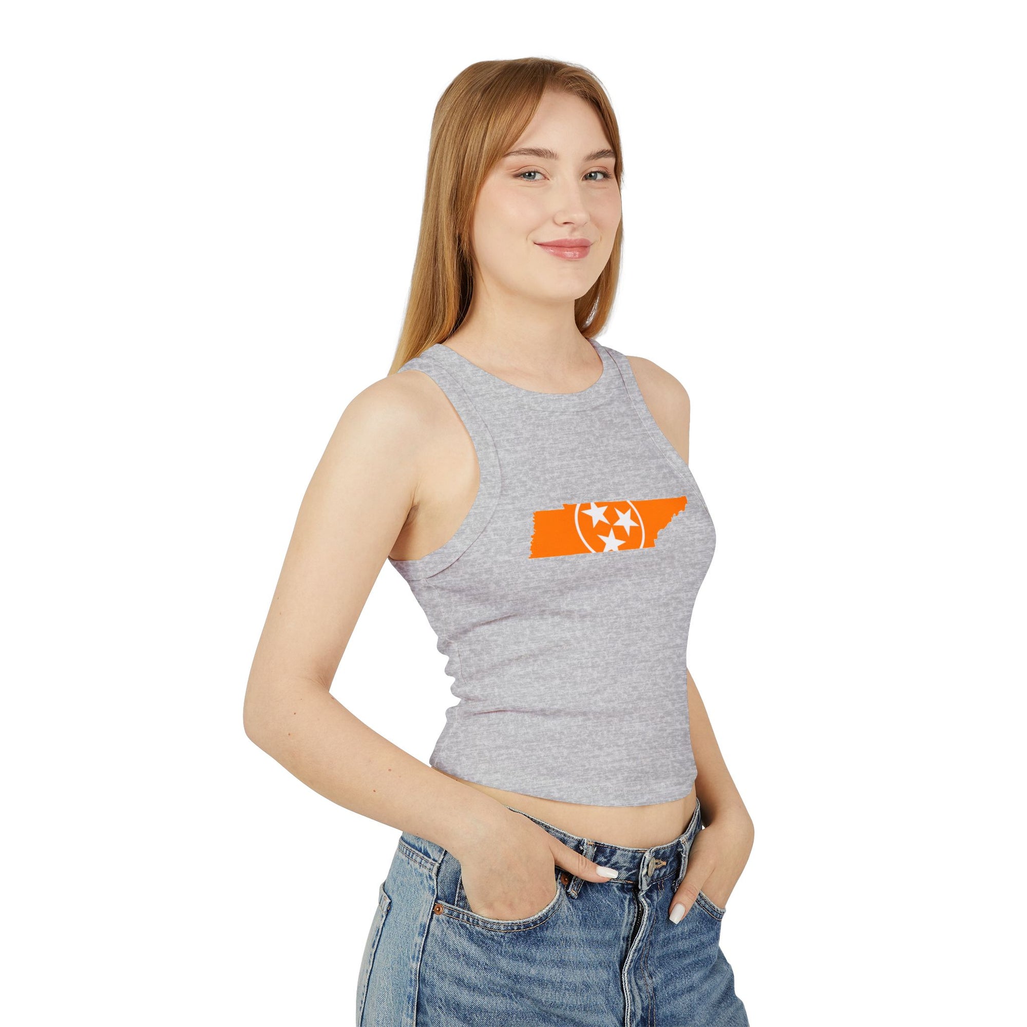 Copy of Orange Tennessee Flag Cropped White Tank Top