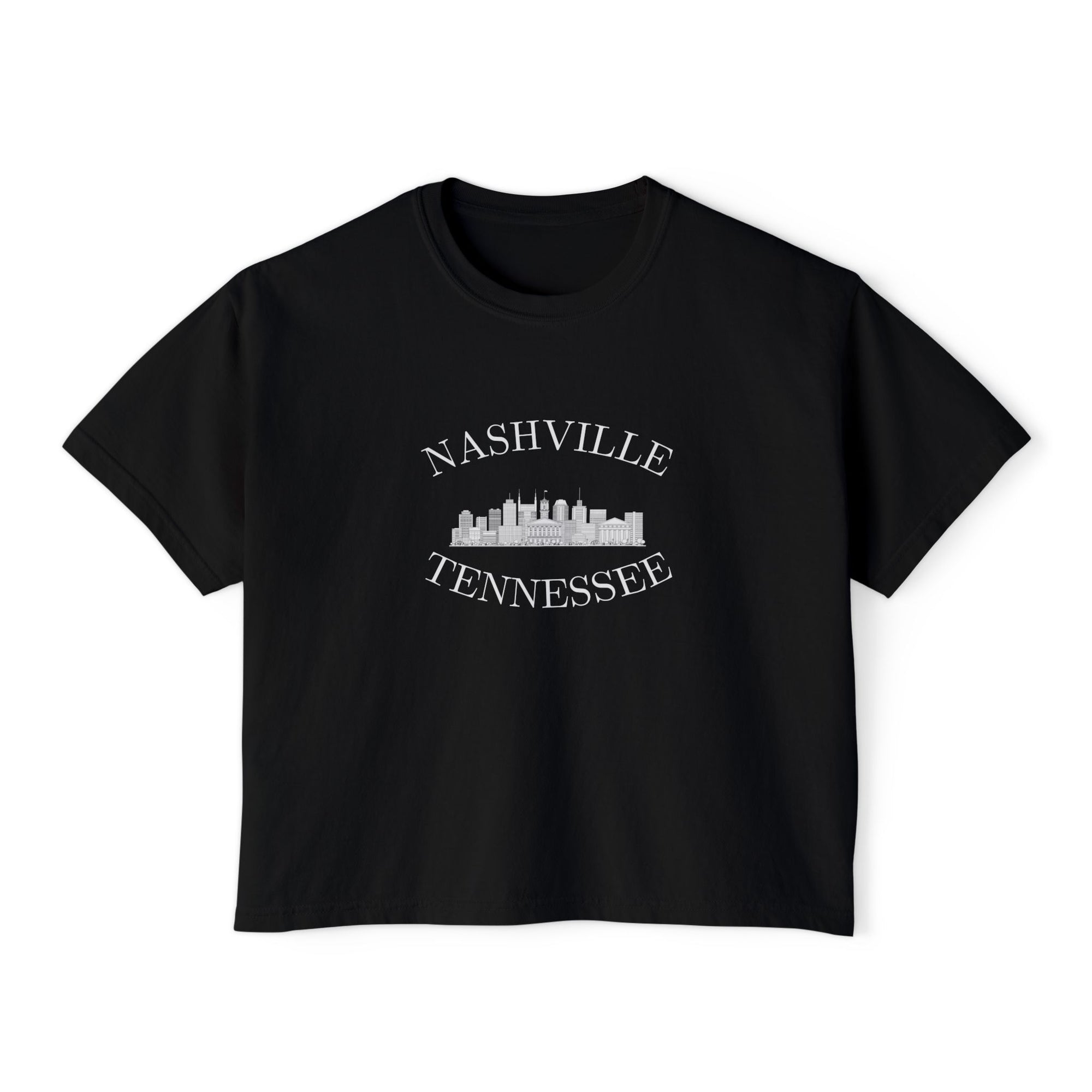 Nashville Skyline Women's Cropped Black T Shirt