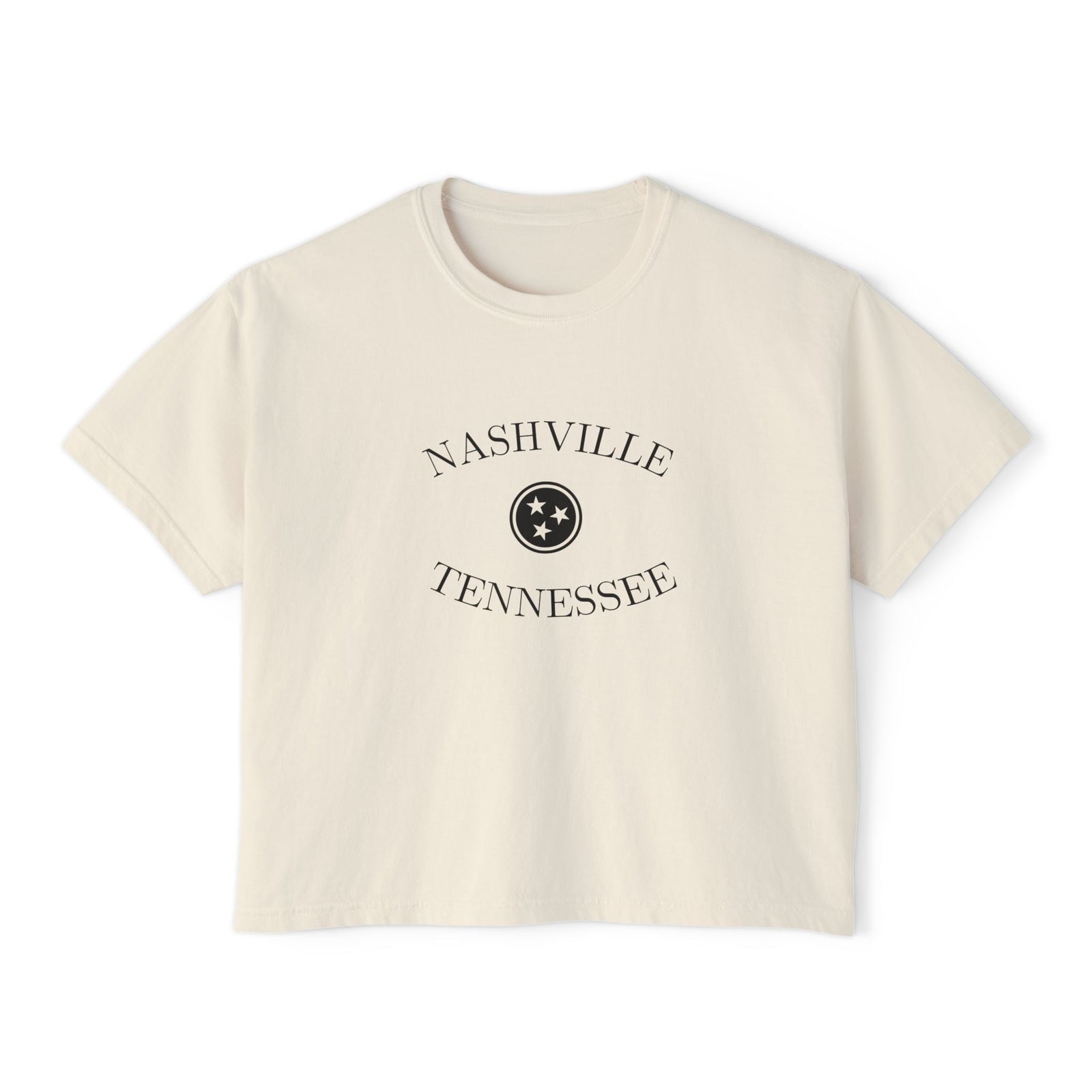 Nashville Tri Star Cropped Ivory T Shirt