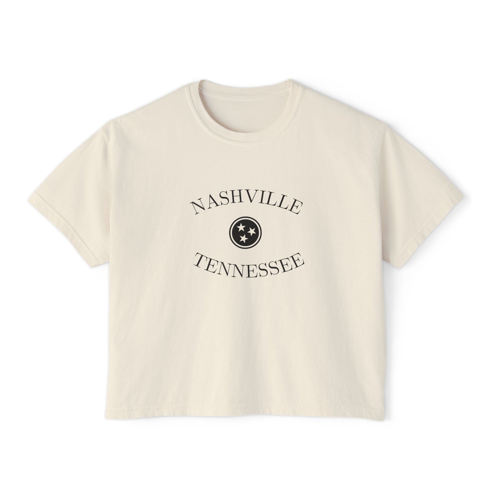 Nashville Tri Star Cropped Ivory T Shirt