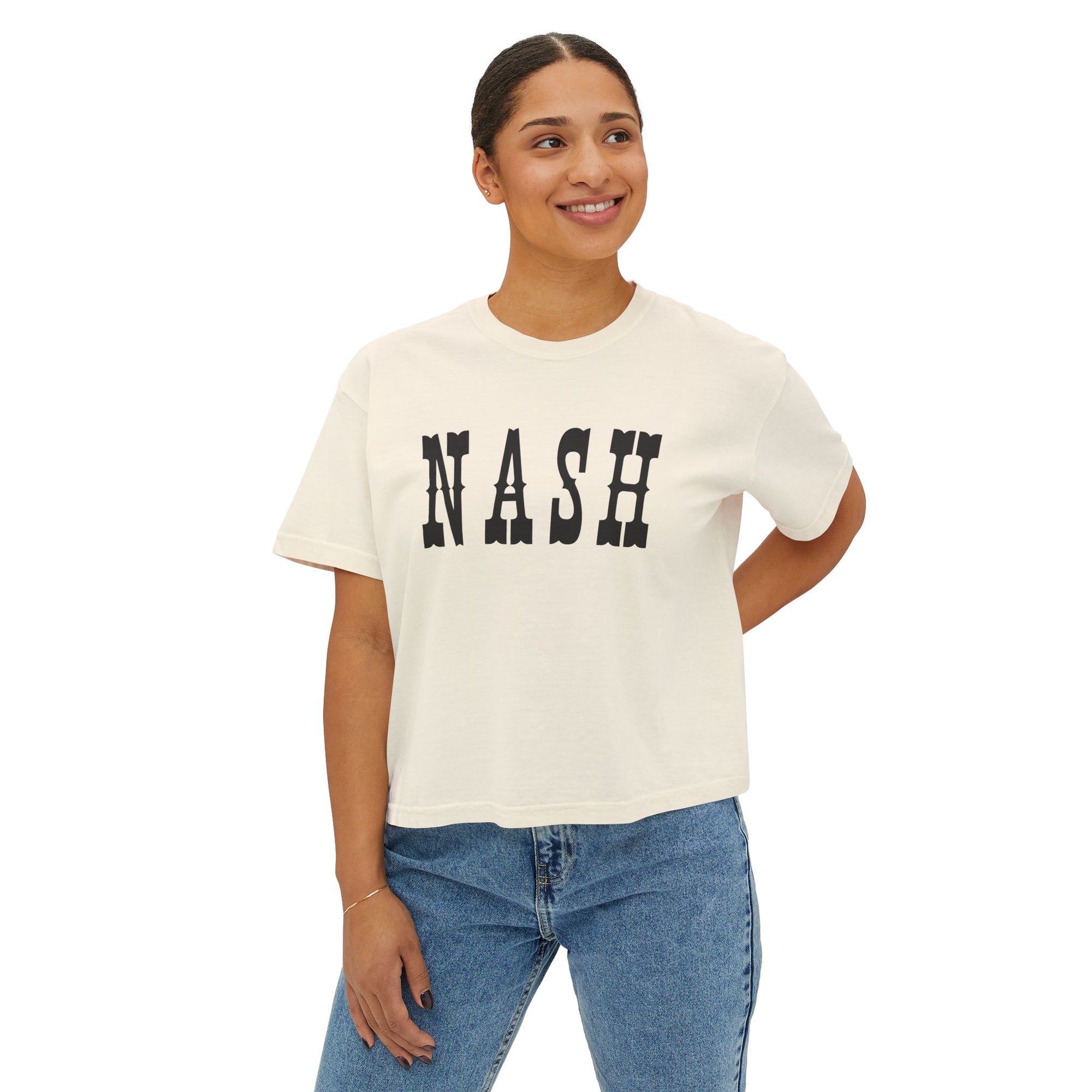 Nash Western Soft Cropped Ivory T Shirt