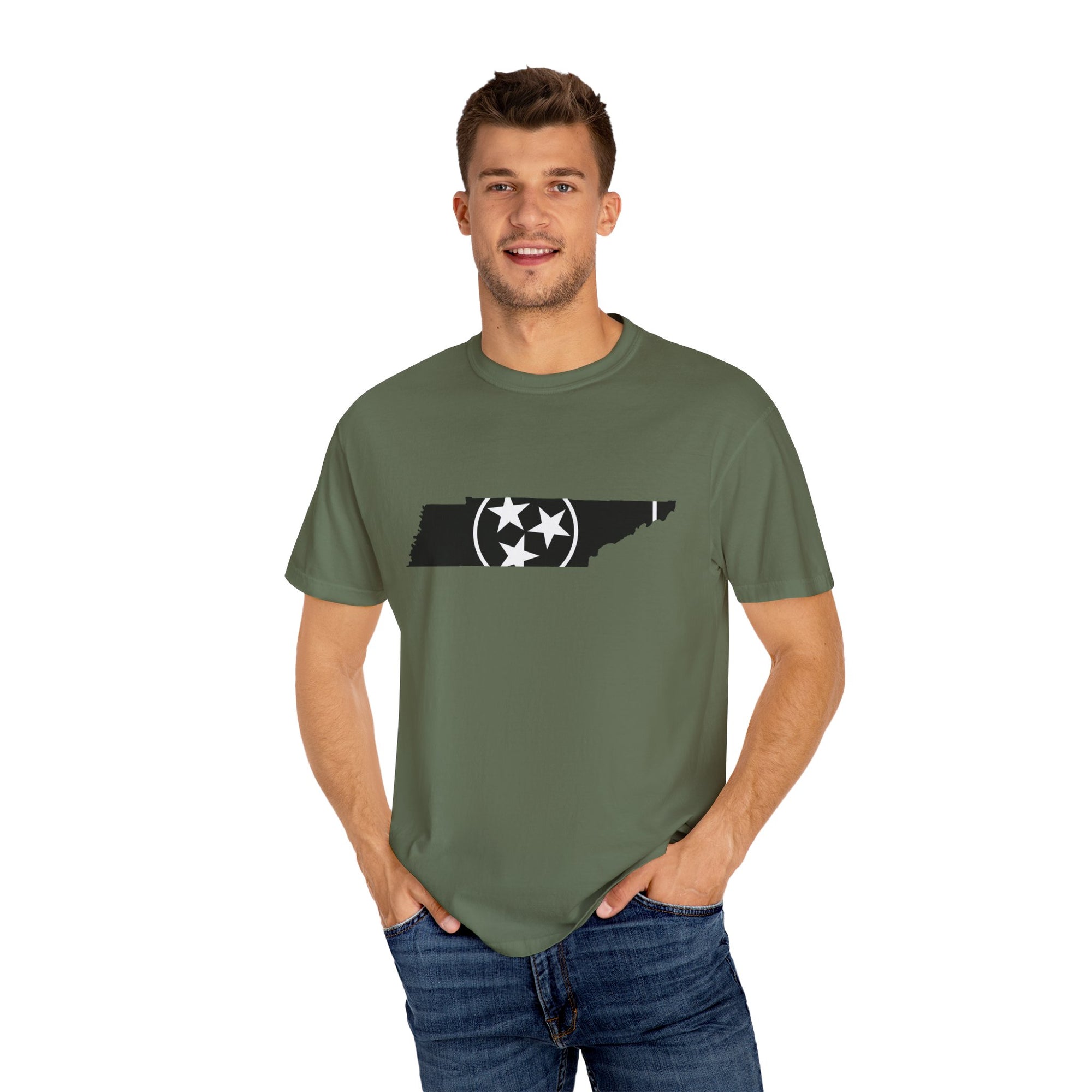 Black and White Tennessee Flag Sage T Shirt