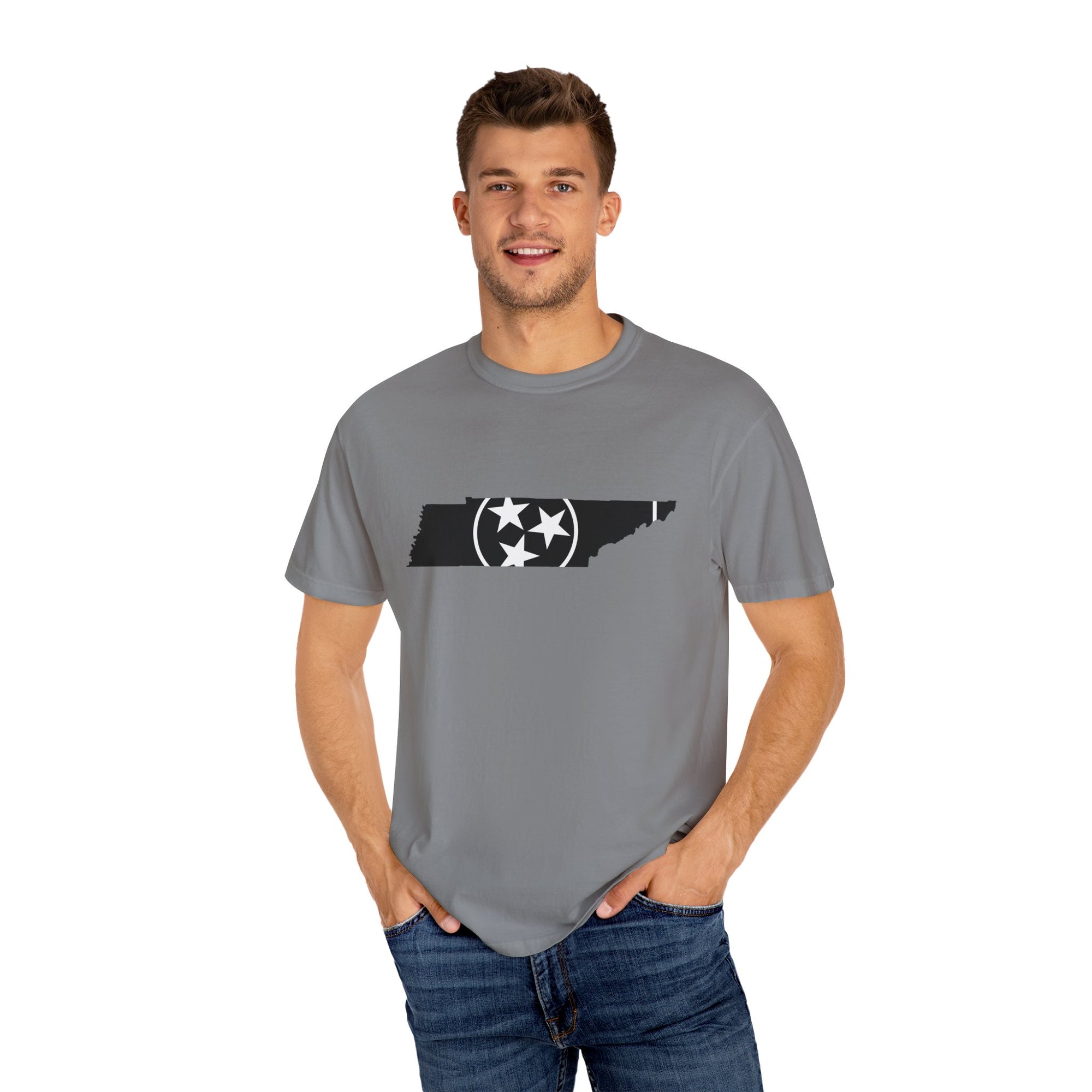 Black and White Tennessee Flag Gray T Shirt