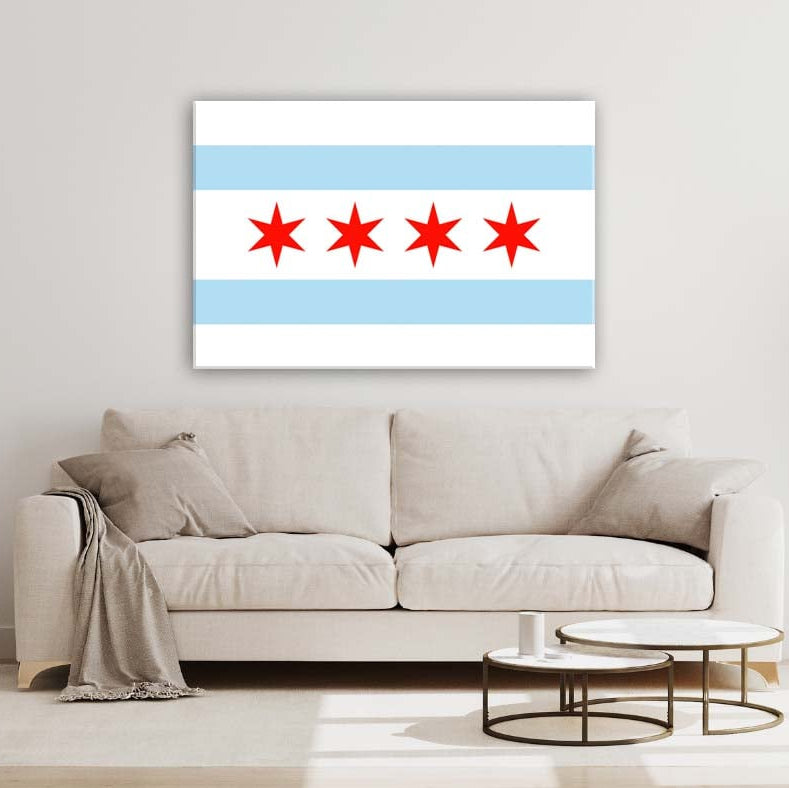 Chicago Flag Canvas Wall Art Print