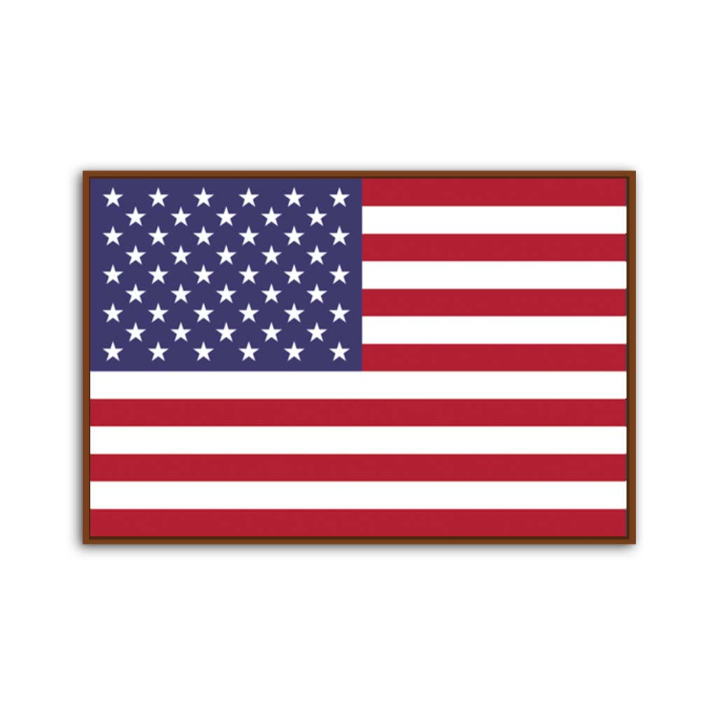 American Flag Canvas Wall Art Print - Canvas Pecan Frame