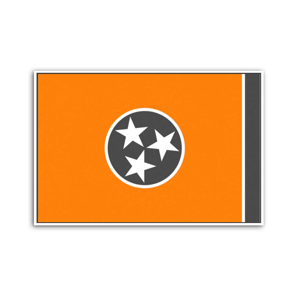 Orange & Gray Tennessee Canvas Flag Art Print - Canvas White Frame