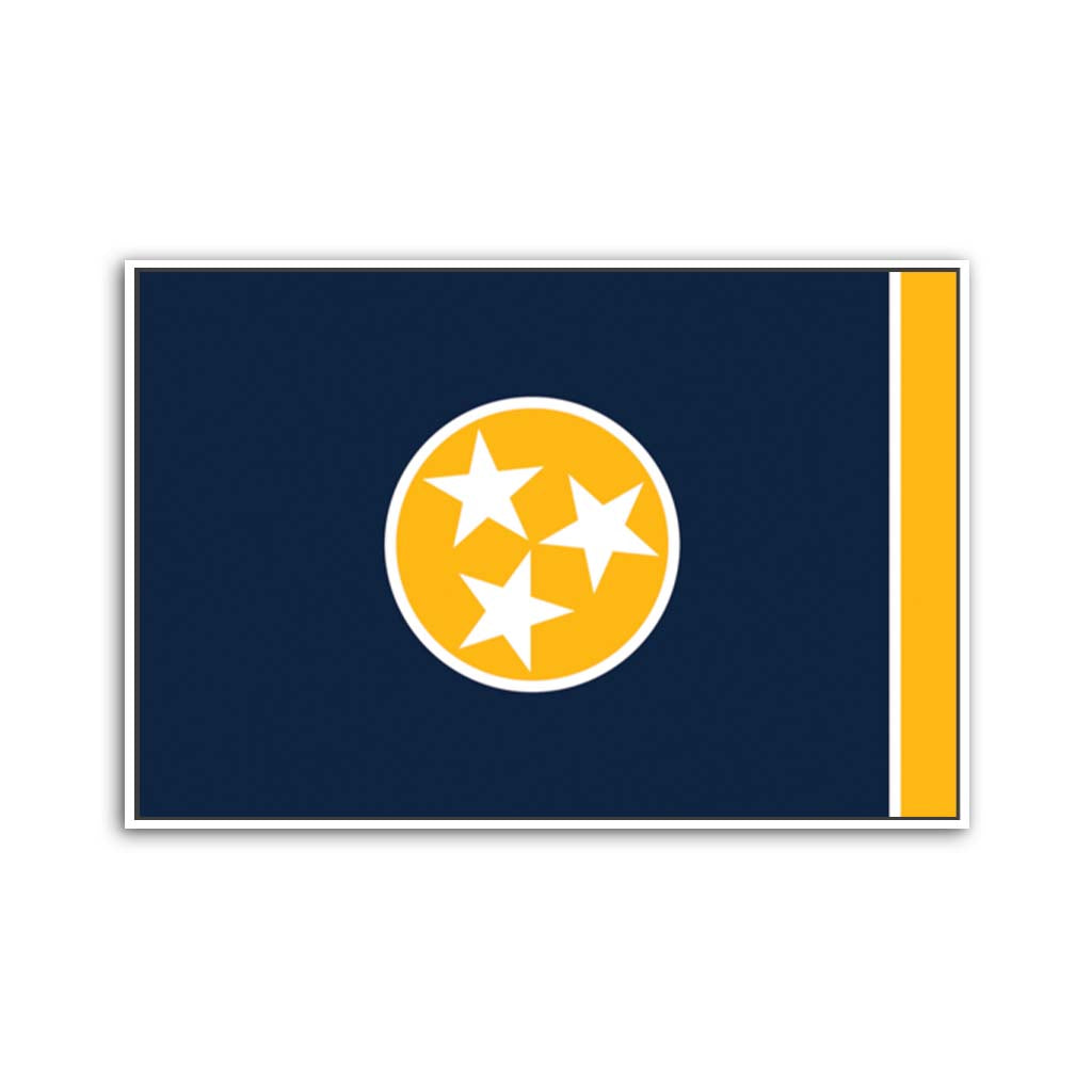 Navy & Gold Tennessee Canvas Flag Art Print - Canvas White Frame