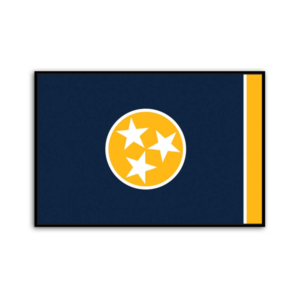 Navy & Gold Tennessee Canvas Flag Art Print - Canvas Black Frame