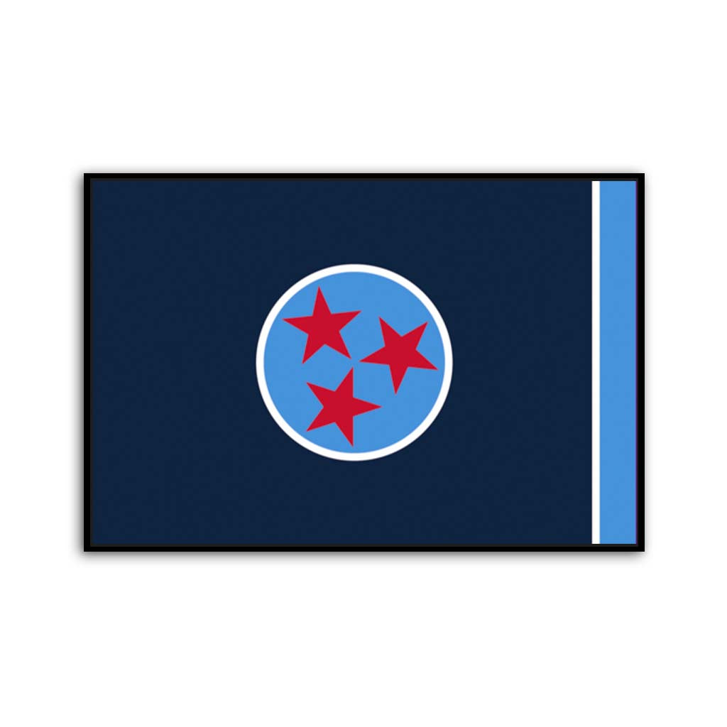 Navy & Teal Tennessee Canvas Flag Art Print - Canvas Black Frame