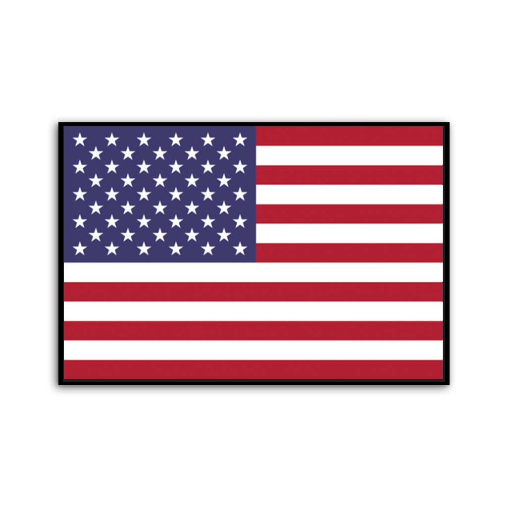 American Flag Silhouette Canvas Wall Art Print - Canvas Black Frame