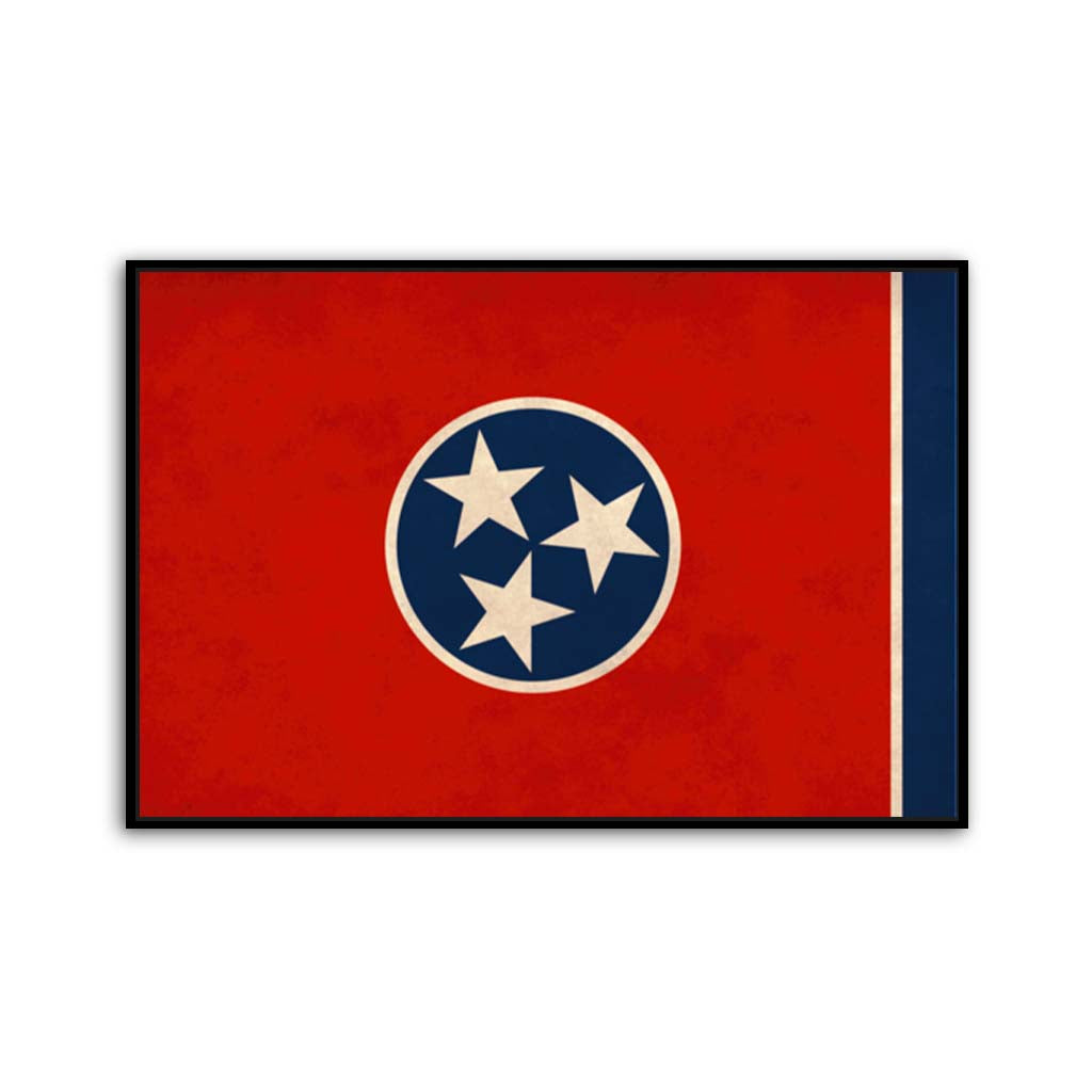 Distressed Tennessee Canvas Flag Art Print - Canvas Black Frame
