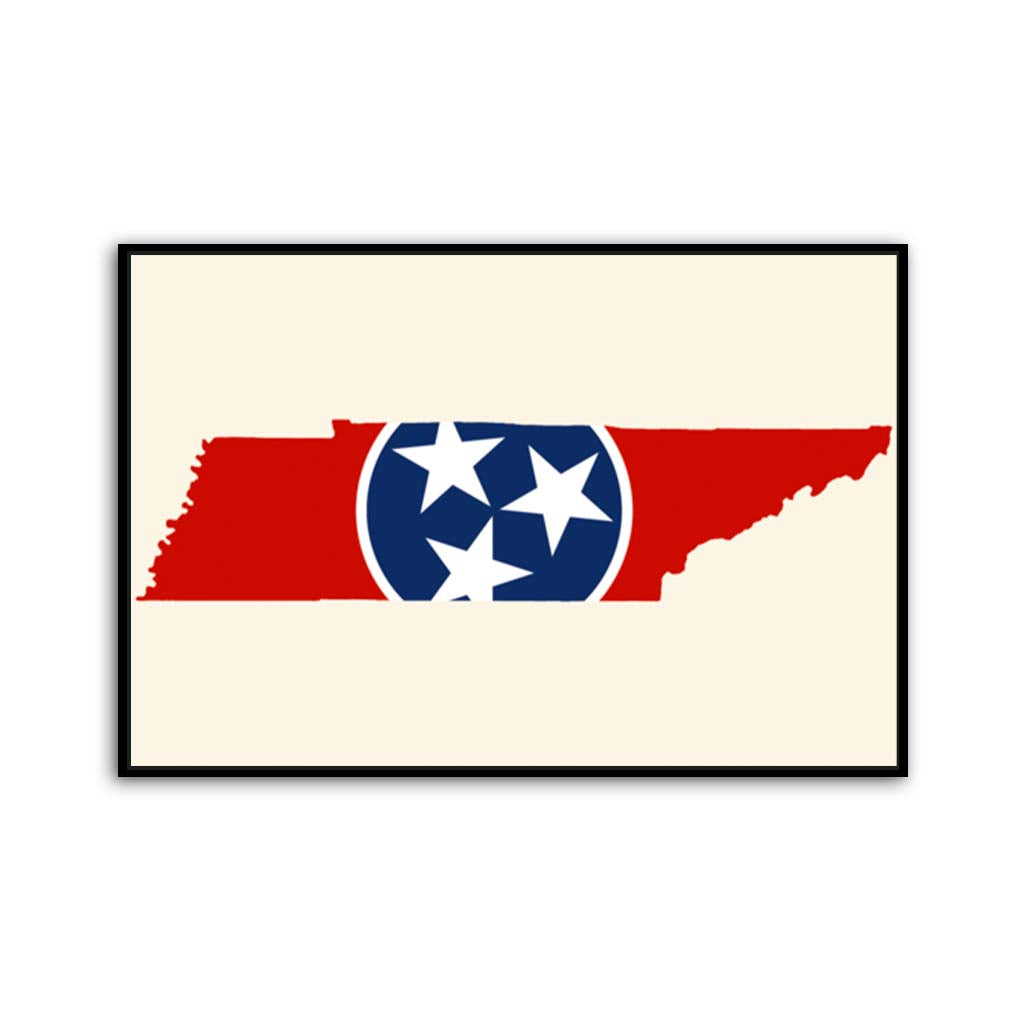 Tennessee Flag Silhouette Canvas Wall Art Print - Canvas Black Frame