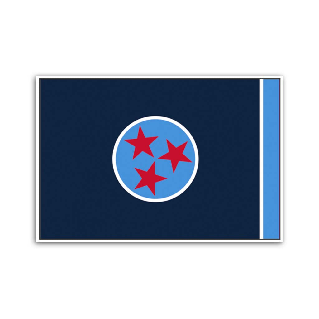 Navy & Teal Tennessee Canvas Flag Art Print - Canvas White Frame