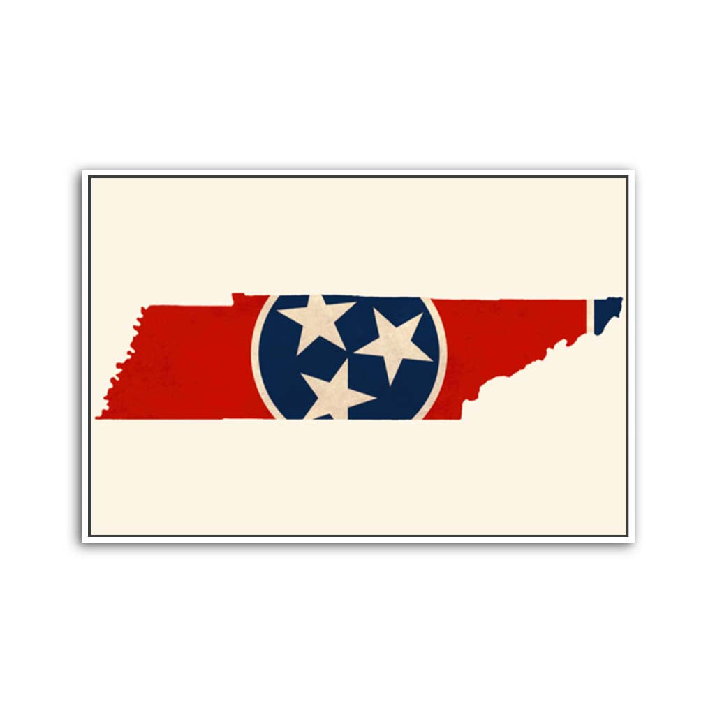 Distressed Tennessee Flag Silhouette Canvas Wall Art Print - Canvas White Frame