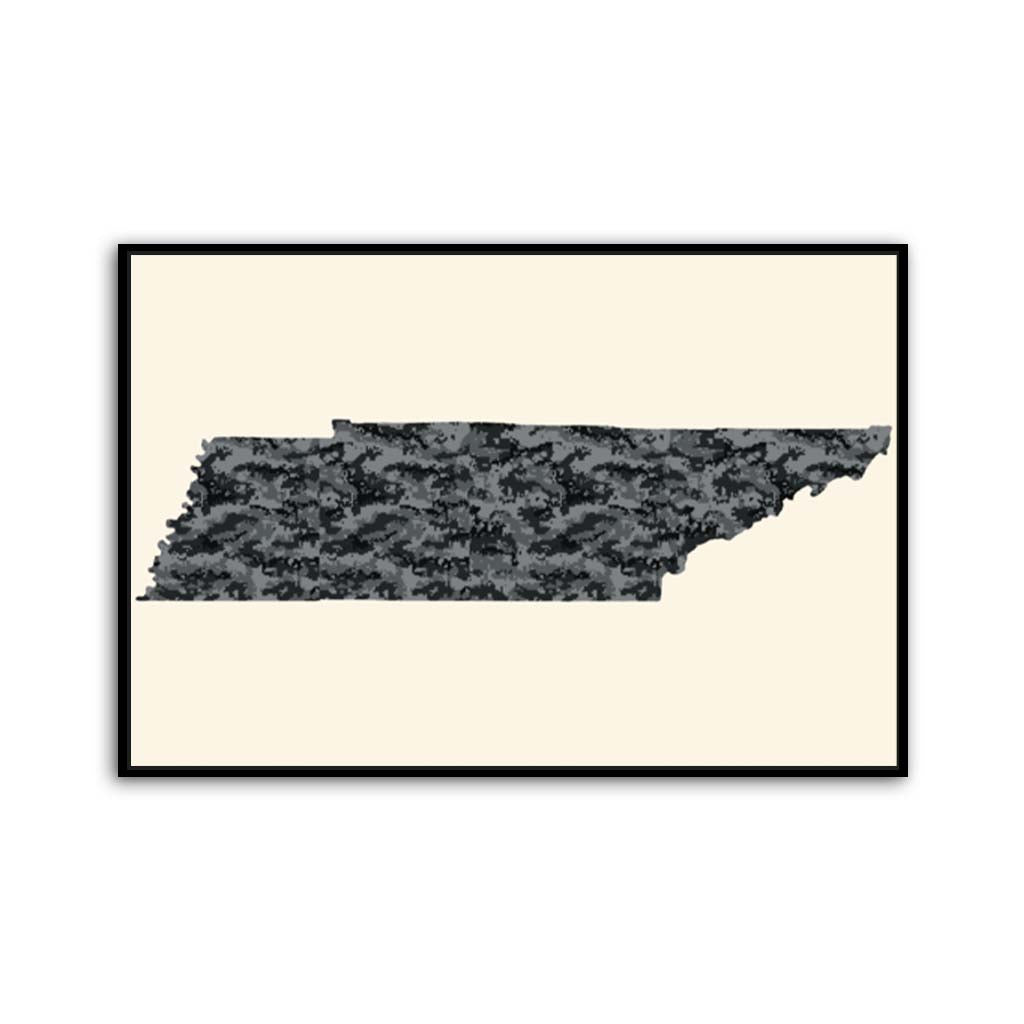 Tennessee Digital Camo Silhouette Canvas Wall Art Print - Canvas Black Frame