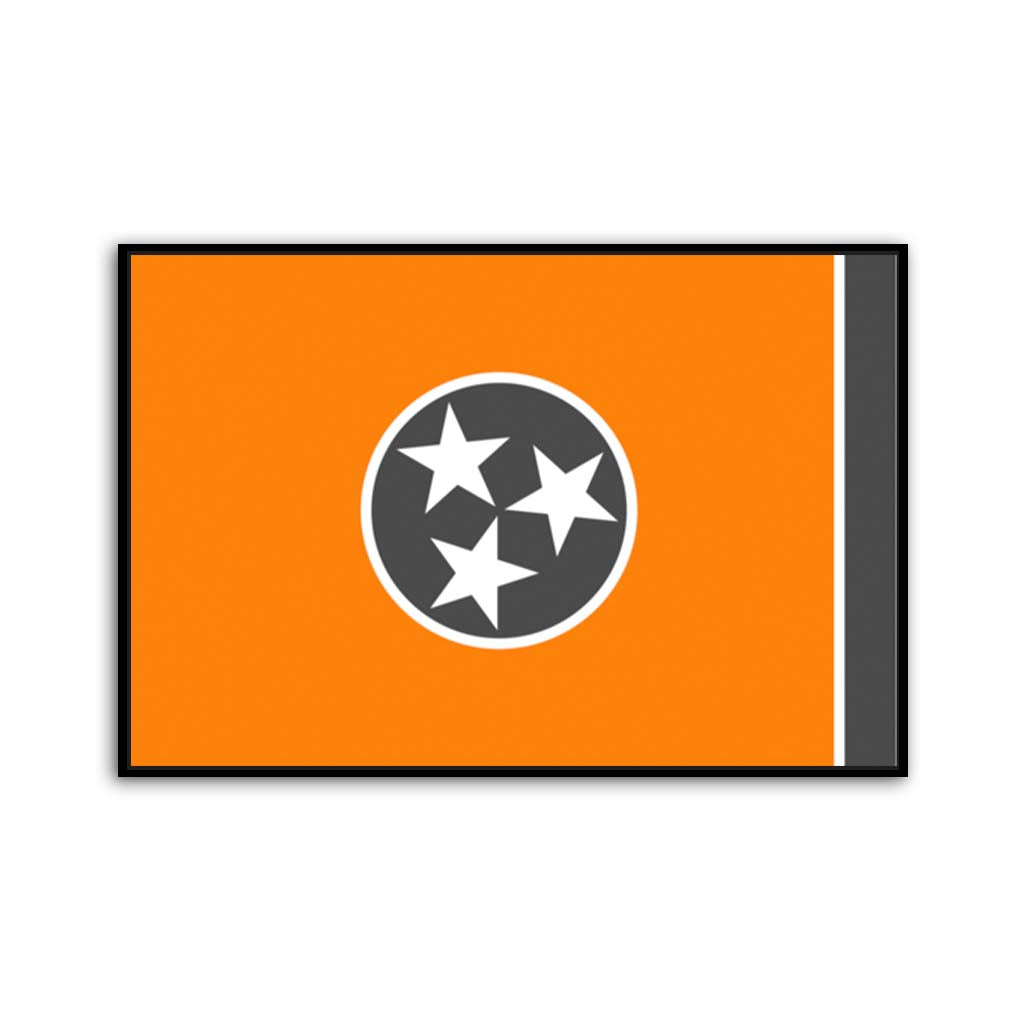 Orange & Gray Tennessee Canvas Flag Art Print - Canvas Black Frame