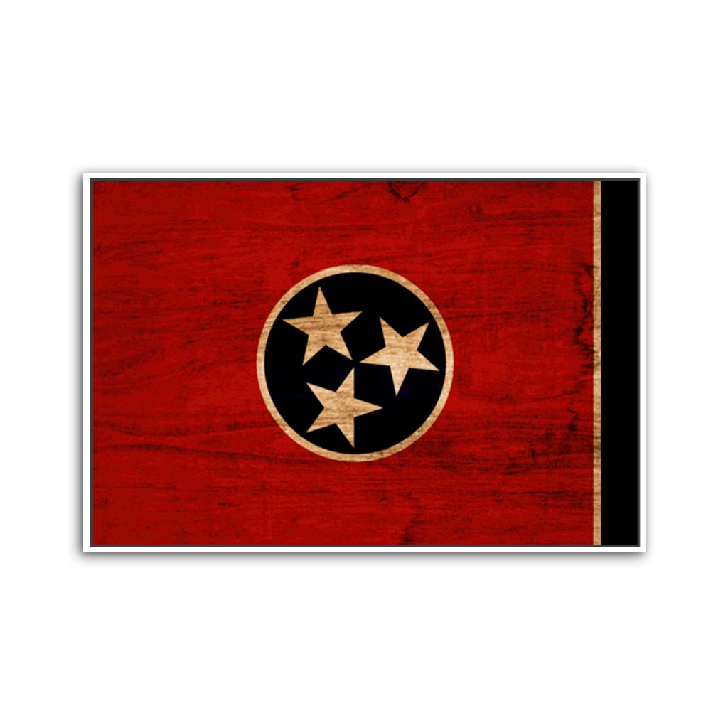 Rustic Tennessee Canvas Flag Art Print - Canvas White Frame