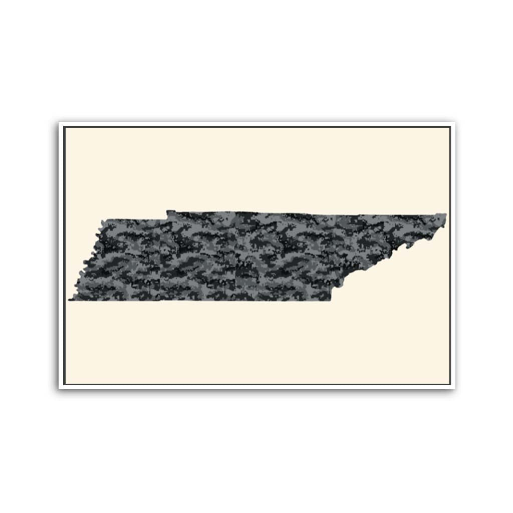 Tennessee Digital Camo Silhouette Canvas Wall Art Print - Canvas White Frame