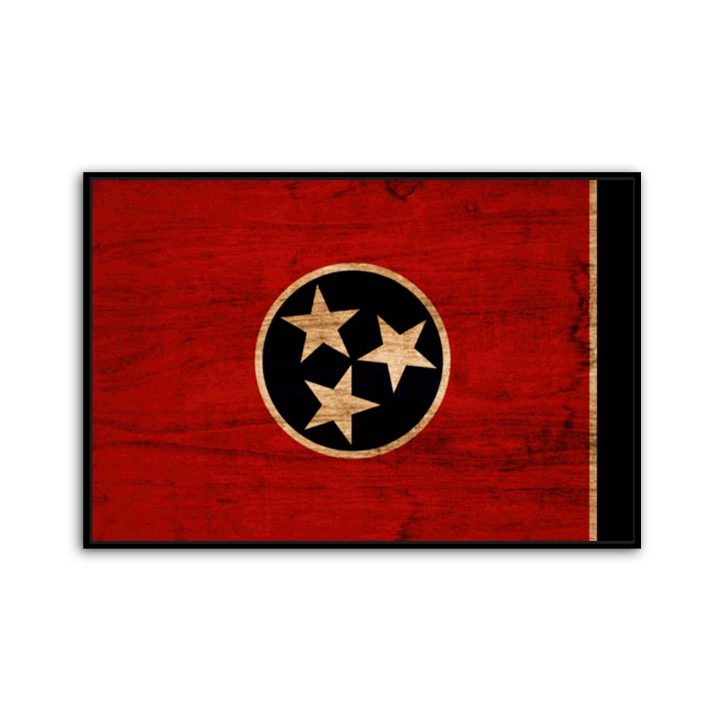 Rustic Tennessee Canvas Flag Art Print - Canvas Black Frame