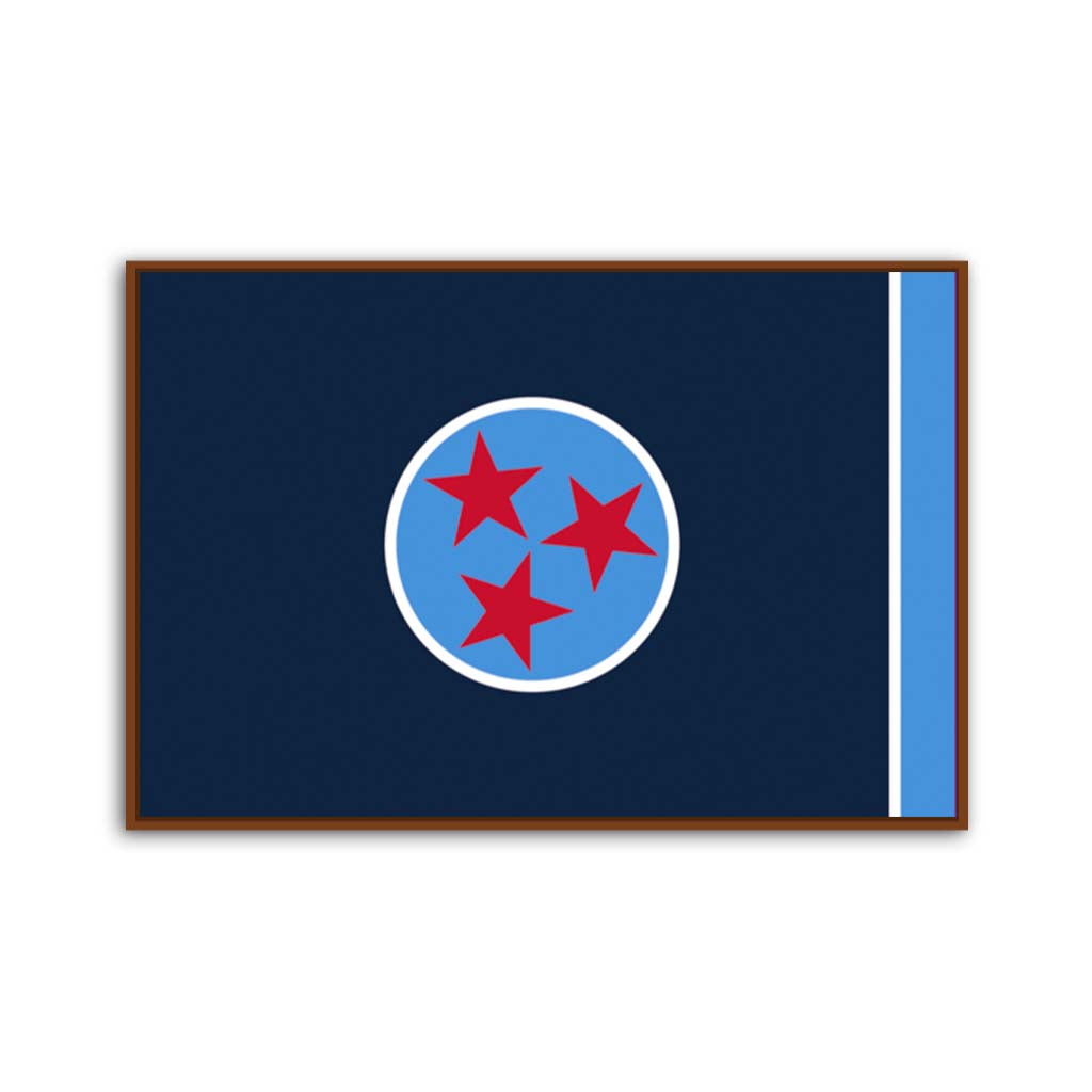Navy & Teal Tennessee Canvas Flag Art Print - Canvas Pecan Frame
