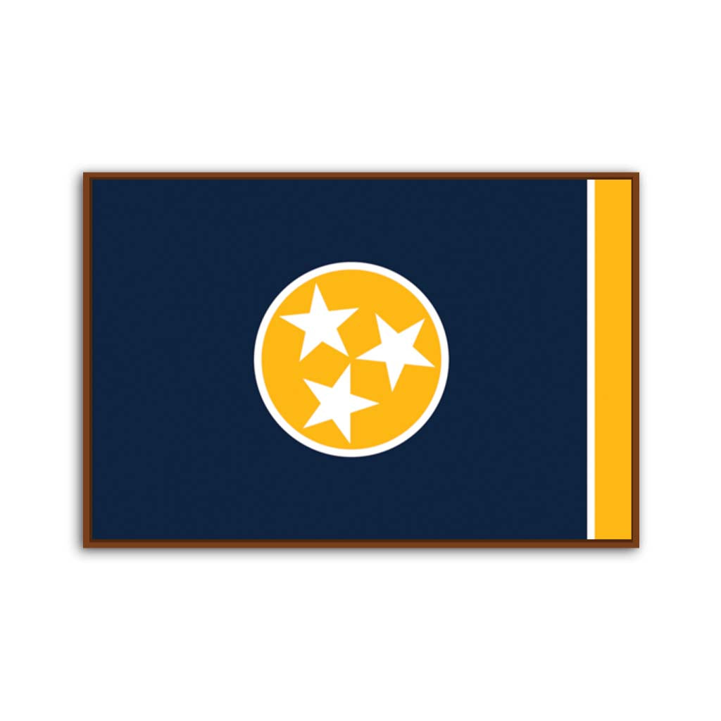 Navy & Gold Tennessee Canvas Flag Art Print - Canvas Pecan Frame