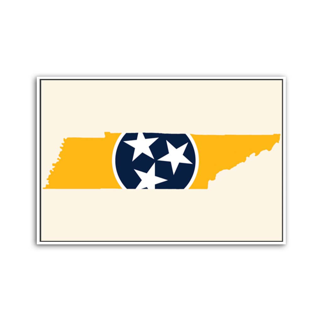 Navy & Gold Tennessee Flag Silhouette Canvas Wall Art Print - Canvas White Frame