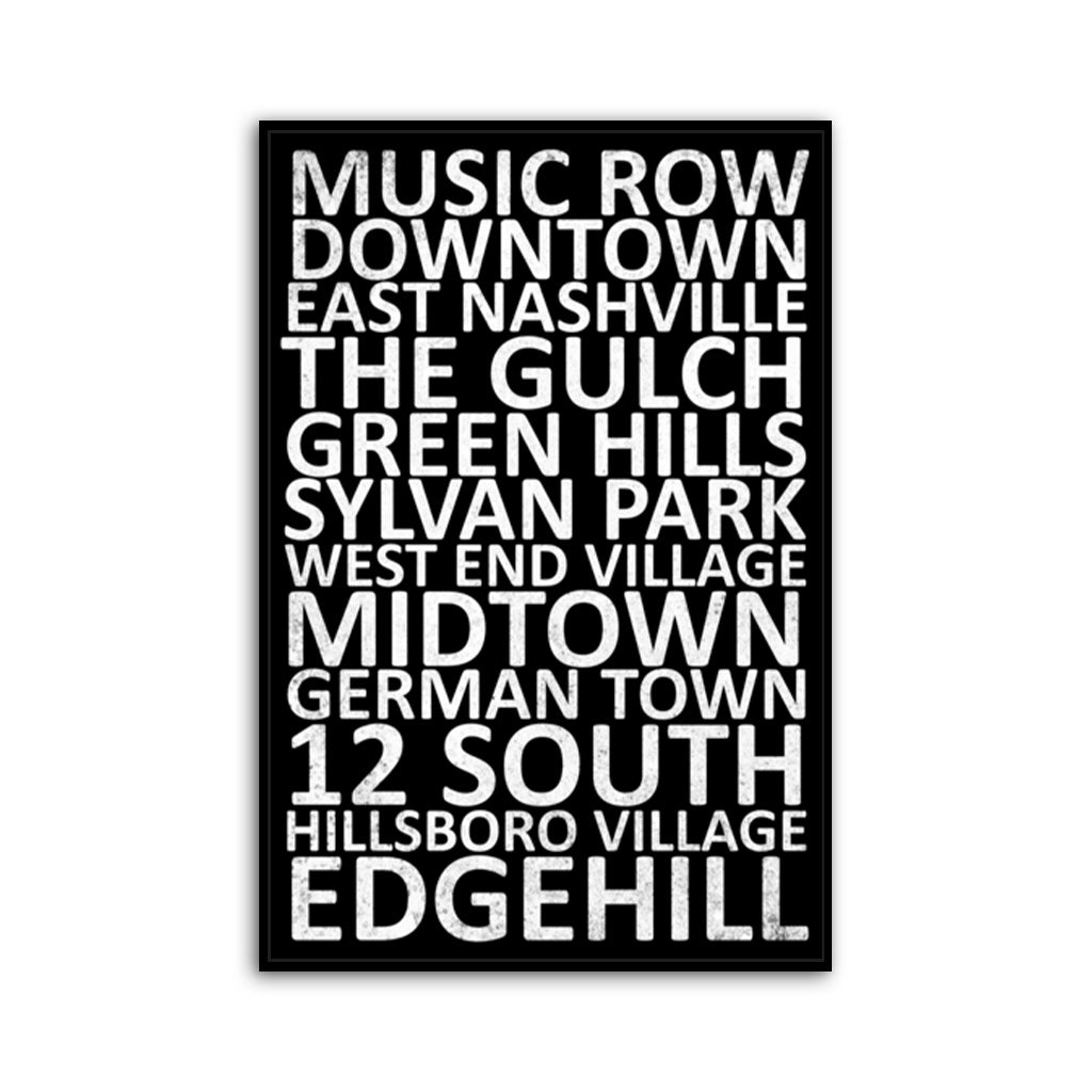 Nashville Neighborhood Canvas Wall Art Print - Canvas Black Frame