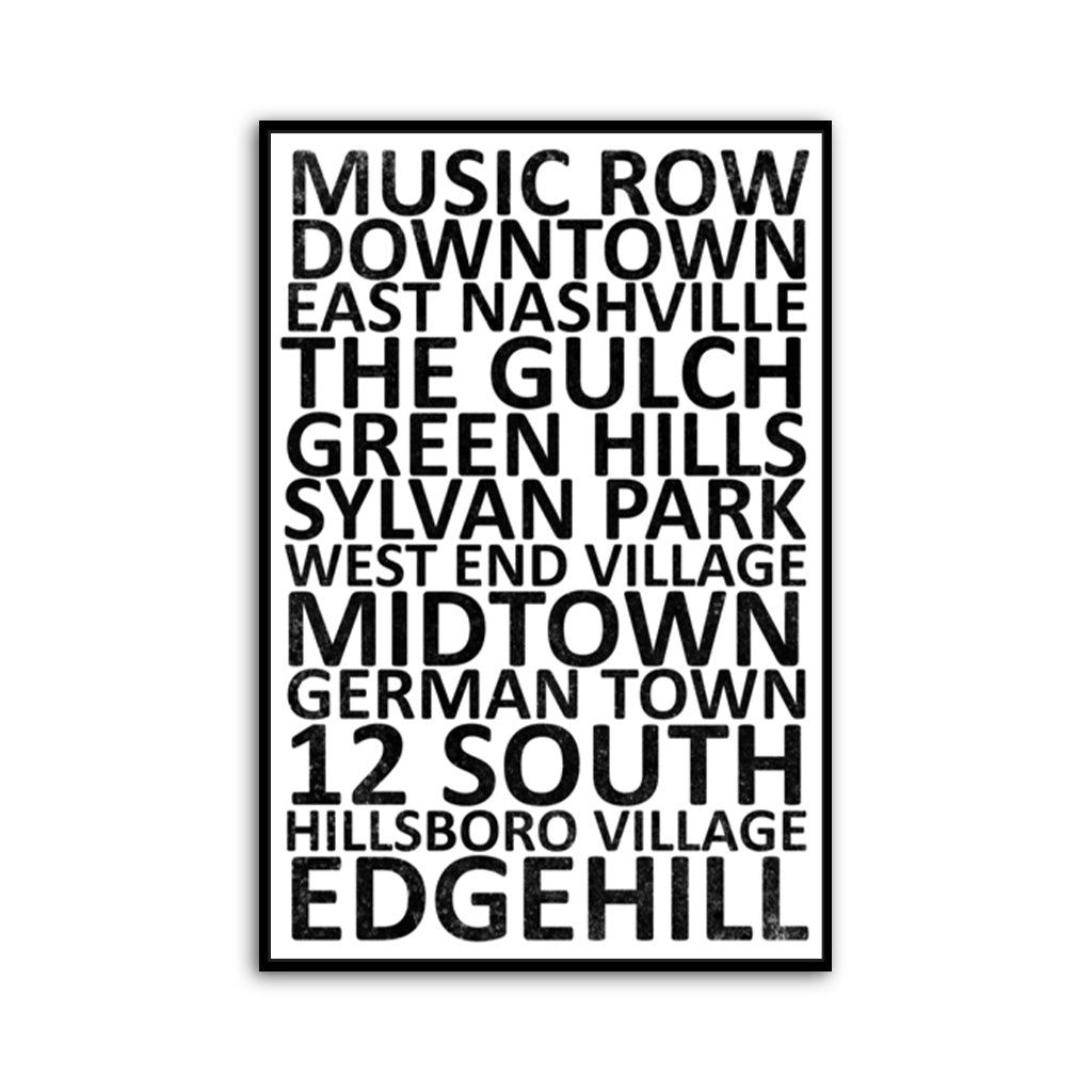 Nashville Neighborhood Canvas Wall Art Print - Canvas Black Frame