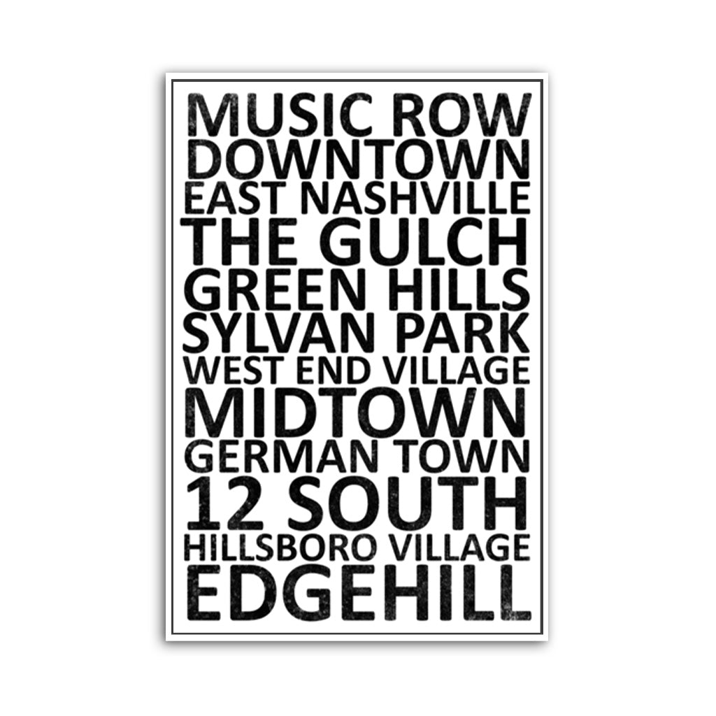 Nashville Neighborhood Canvas Wall Art Print - White Frame