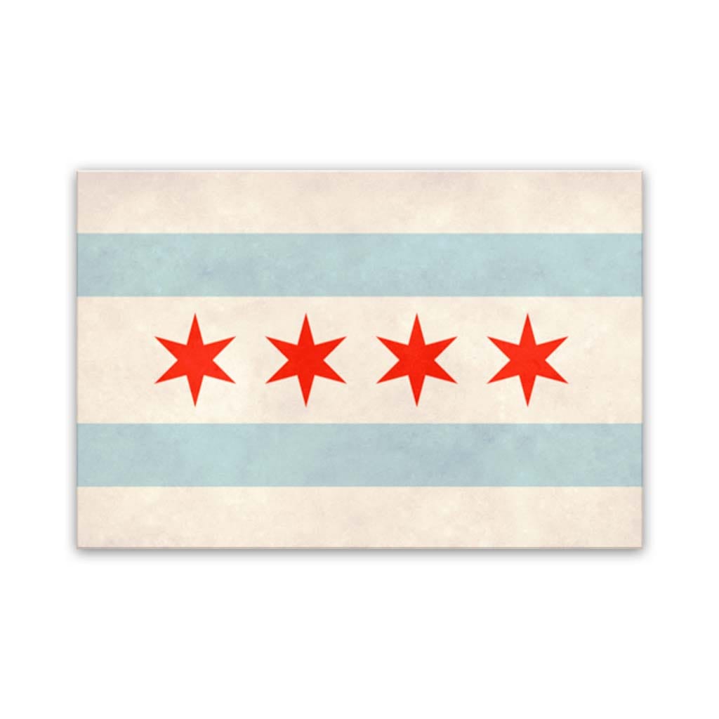 Distressed Chicago Flag Canvas Wall Art Print